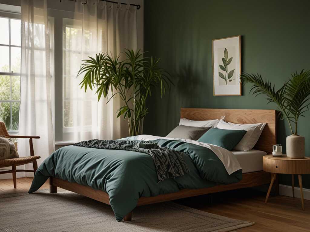 Bring nature into your bedroom with plants, wooden furniture, and natural fabrics. These elements can make your bedroom feel more peaceful and grounded. Plants also improve air quality, making your space healthier.  