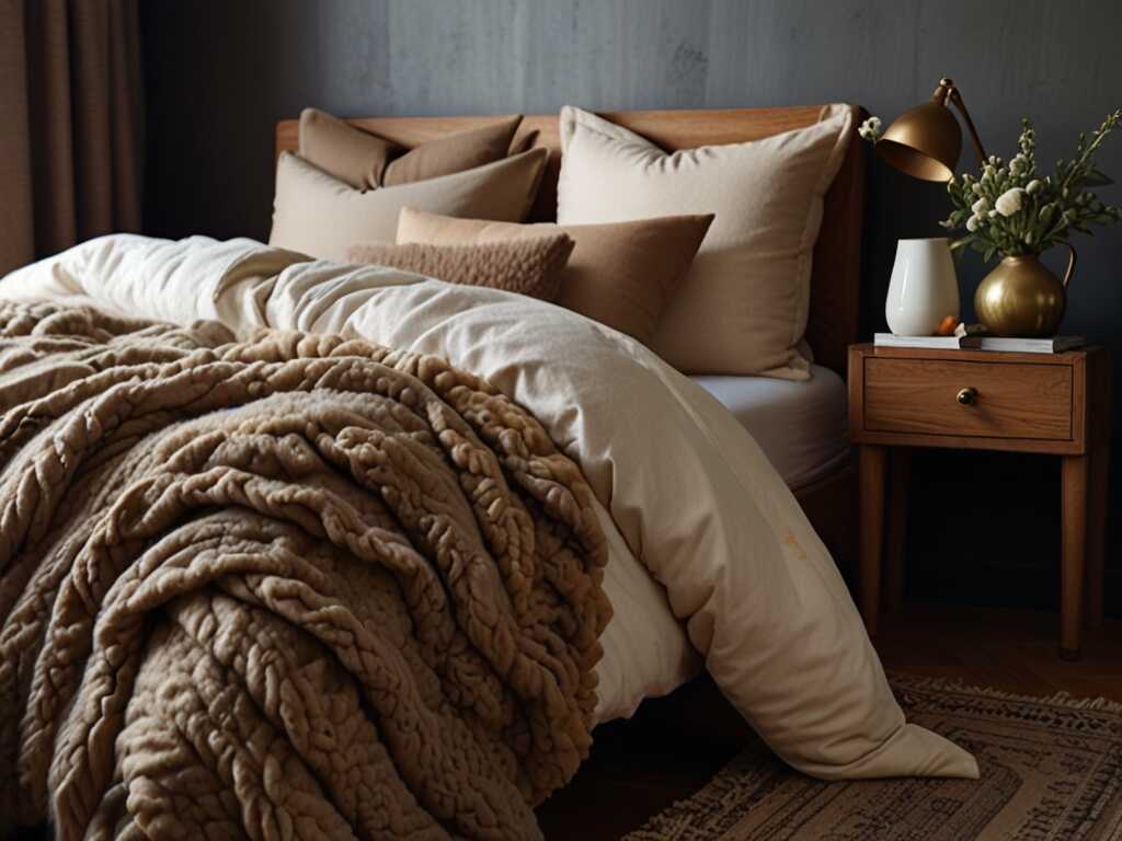 Different textures can make your bedroom feel cozy and inviting. Use a mix of materials like wool, linen, and silk for your bedding and decor. This adds depth and interest to your design.  