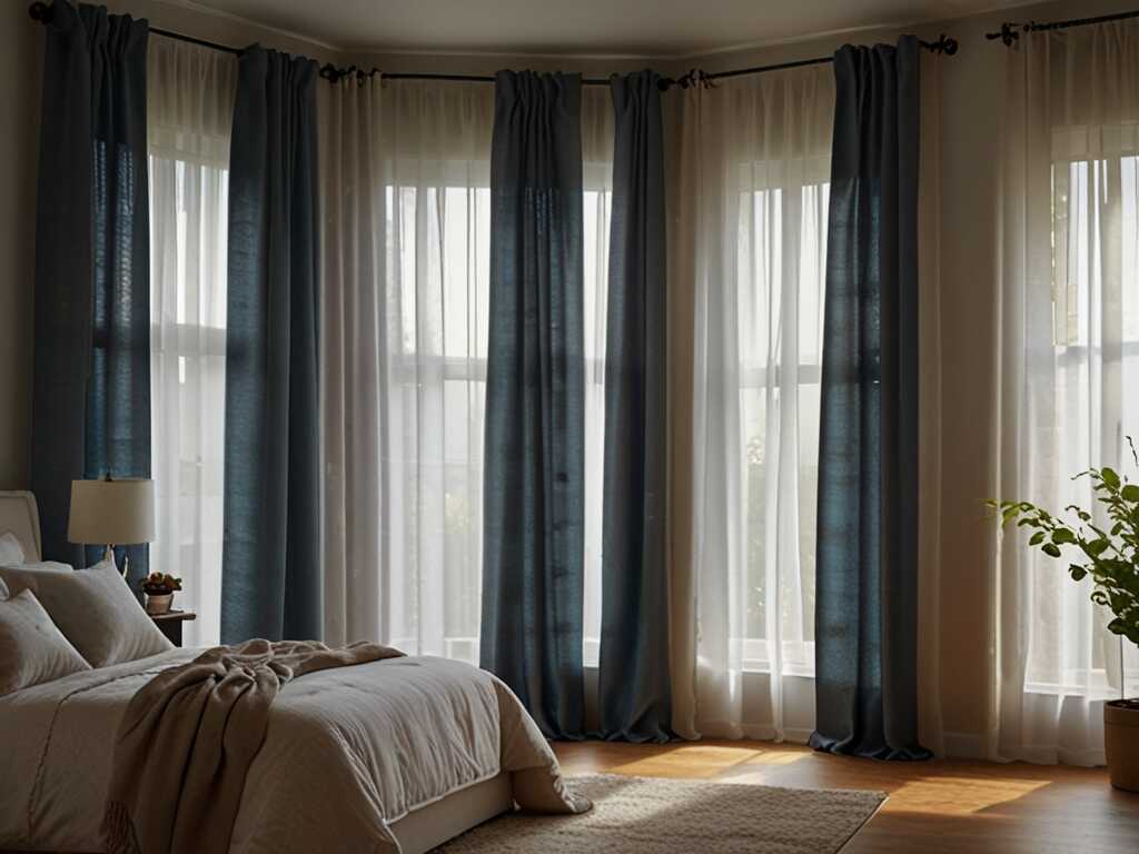 Light, airy curtains can make your bedroom feel bright and spacious. Choose sheer fabrics that let natural light in while still providing privacy. This can create a breezy, relaxed atmosphere.  