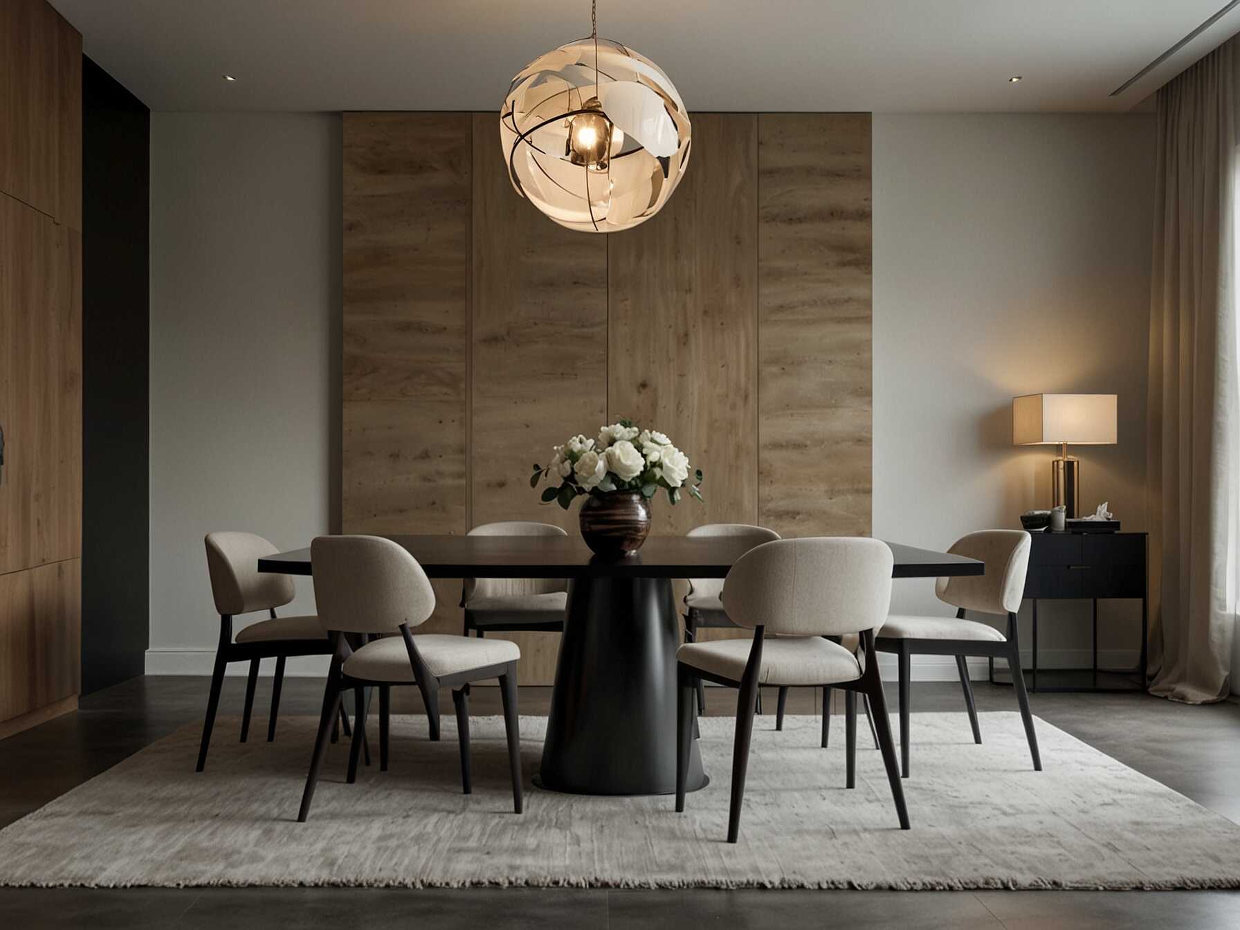 Go for a minimalist look with clean lines and simple furniture. Use neutral colors and avoid clutter. This will create a calm and spacious dining area that feels modern and chic.  