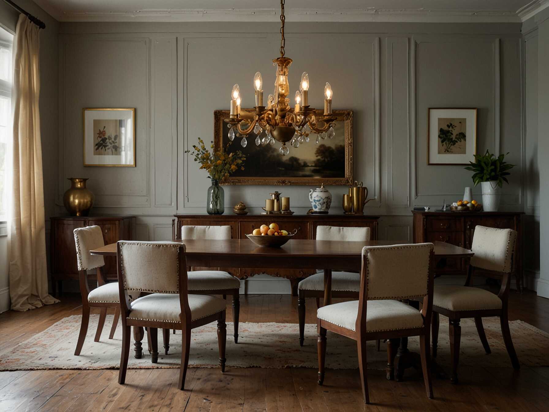 Incorporate vintage furniture and decor for a nostalgic feel. Look for antique dining tables, chairs, and light fixtures. This style adds charm and can make your dining room feel timeless.  