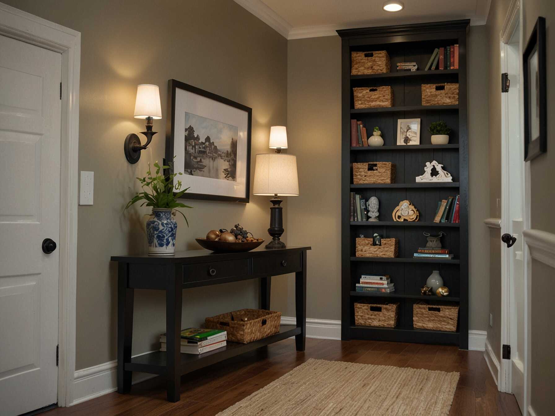 Built-in shelves can add storage and style to your hallway. Use them to display books, photos, or collectibles. This makes the hallway more functional and attractive.  