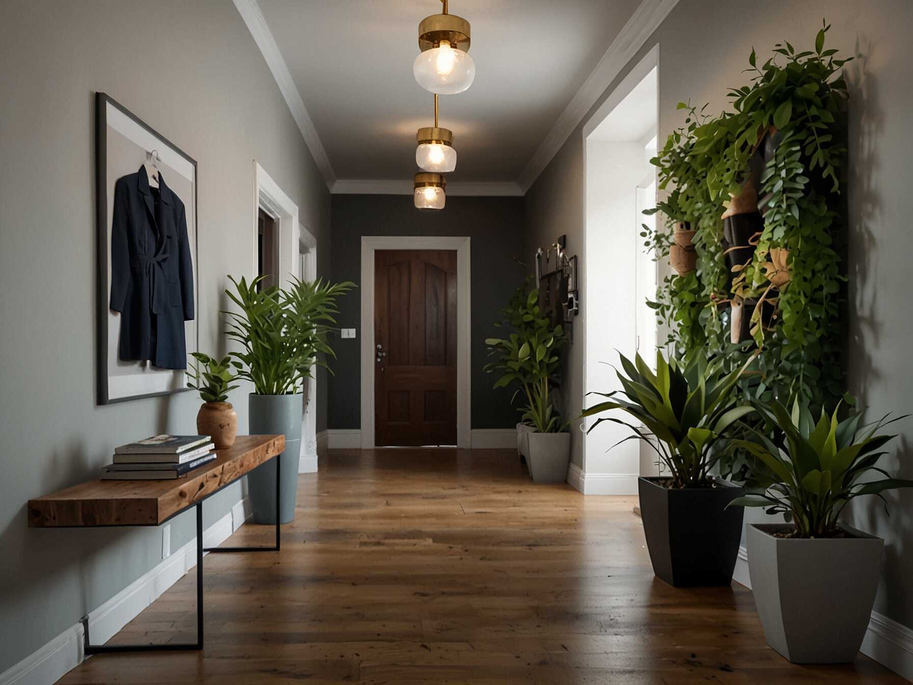 Plants can make your hallway feel fresh and lively. Use potted plants or hang greenery. They add color and improve air quality.  