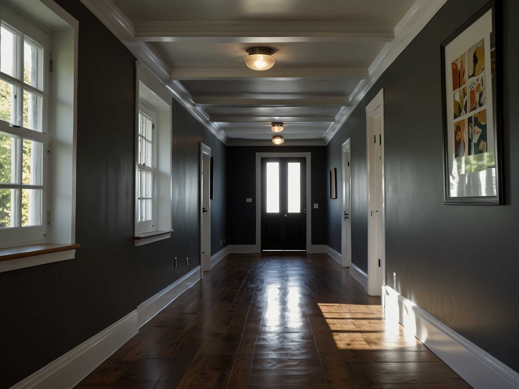 Skylights can flood your hallway with natural light. They make the space feel open and airy. This is a great option for dark, narrow hallways.  