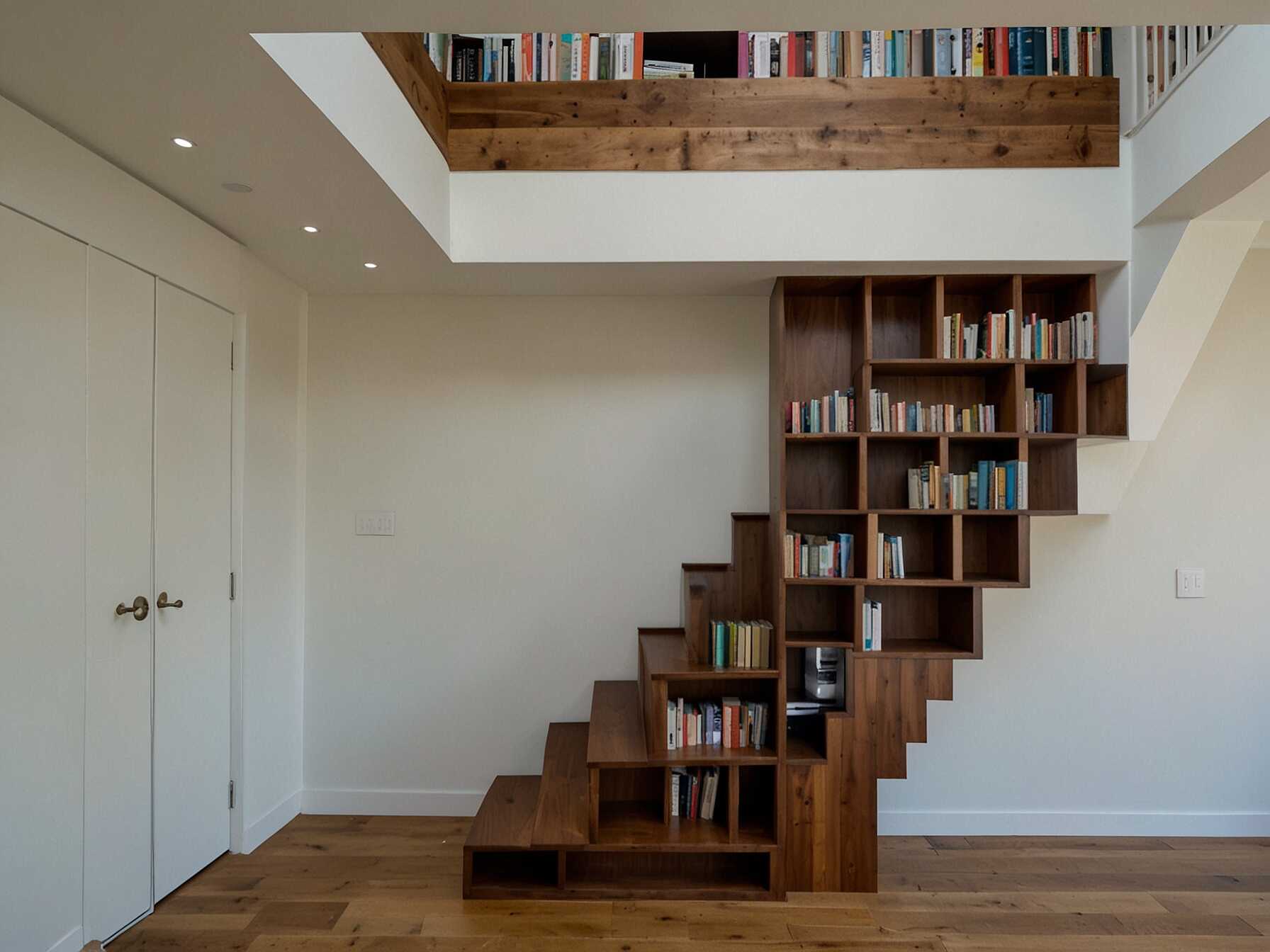 Combine your love for reading with your staircase. Bookshelf staircases offer storage space for your books within the steps. This design makes use of every inch and looks charming.  