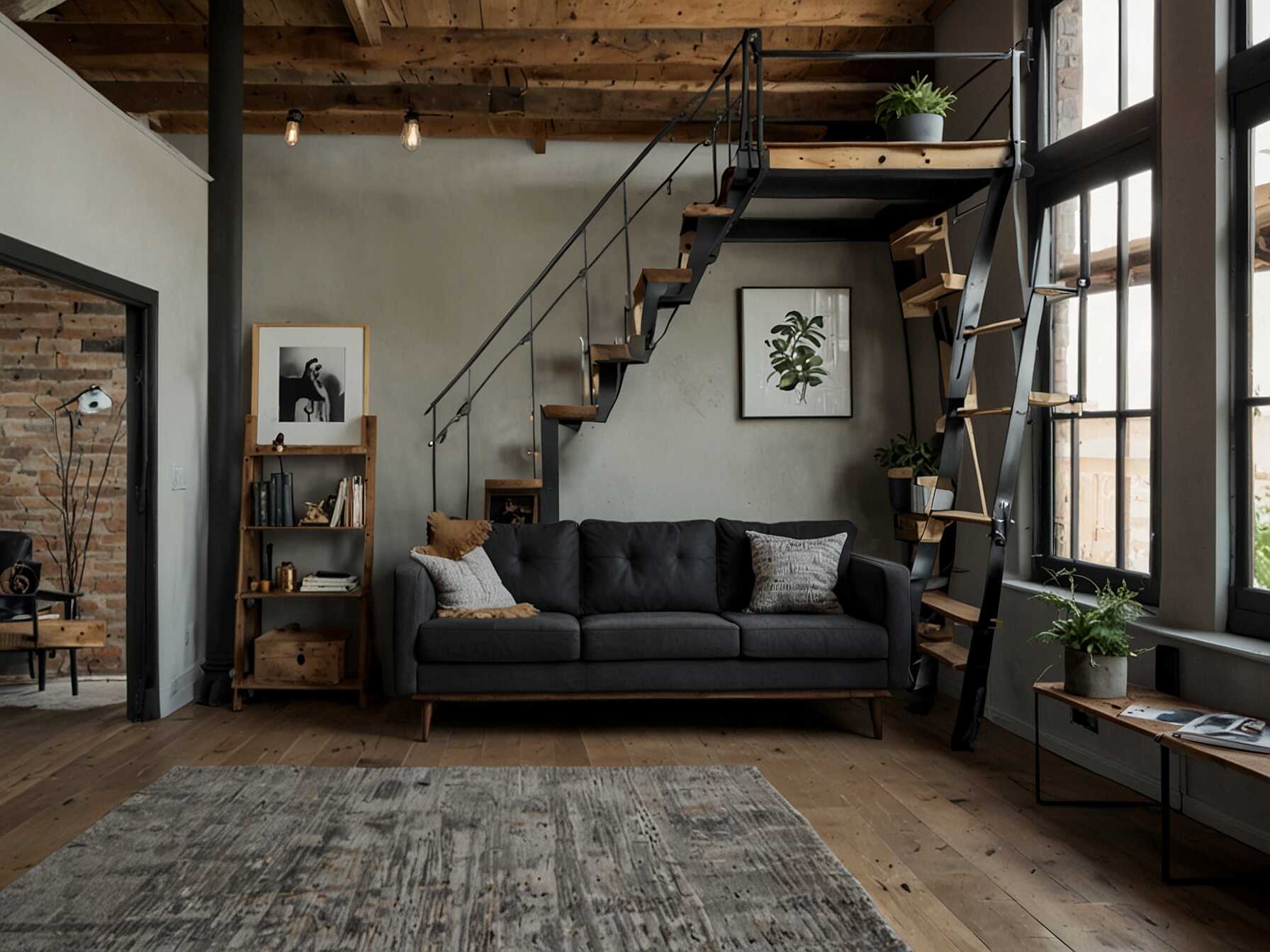 Loft ladder staircases are space savers and add a unique touch. These ladders can be sleek and modern or rustic and wooden. They are perfect for small spaces and loft areas.  