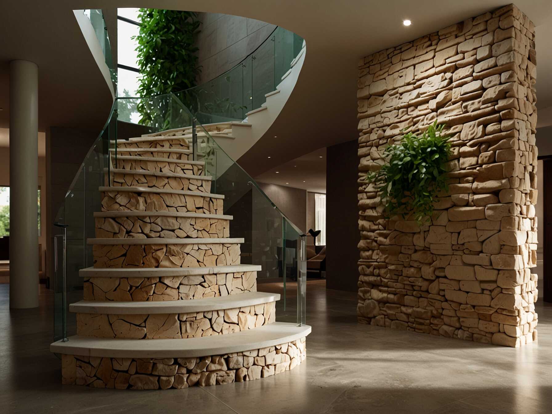 Bring nature indoors with a nature-inspired staircase. Use materials like stone or bamboo to create a natural feel. This design can make your home feel peaceful and relaxing.  