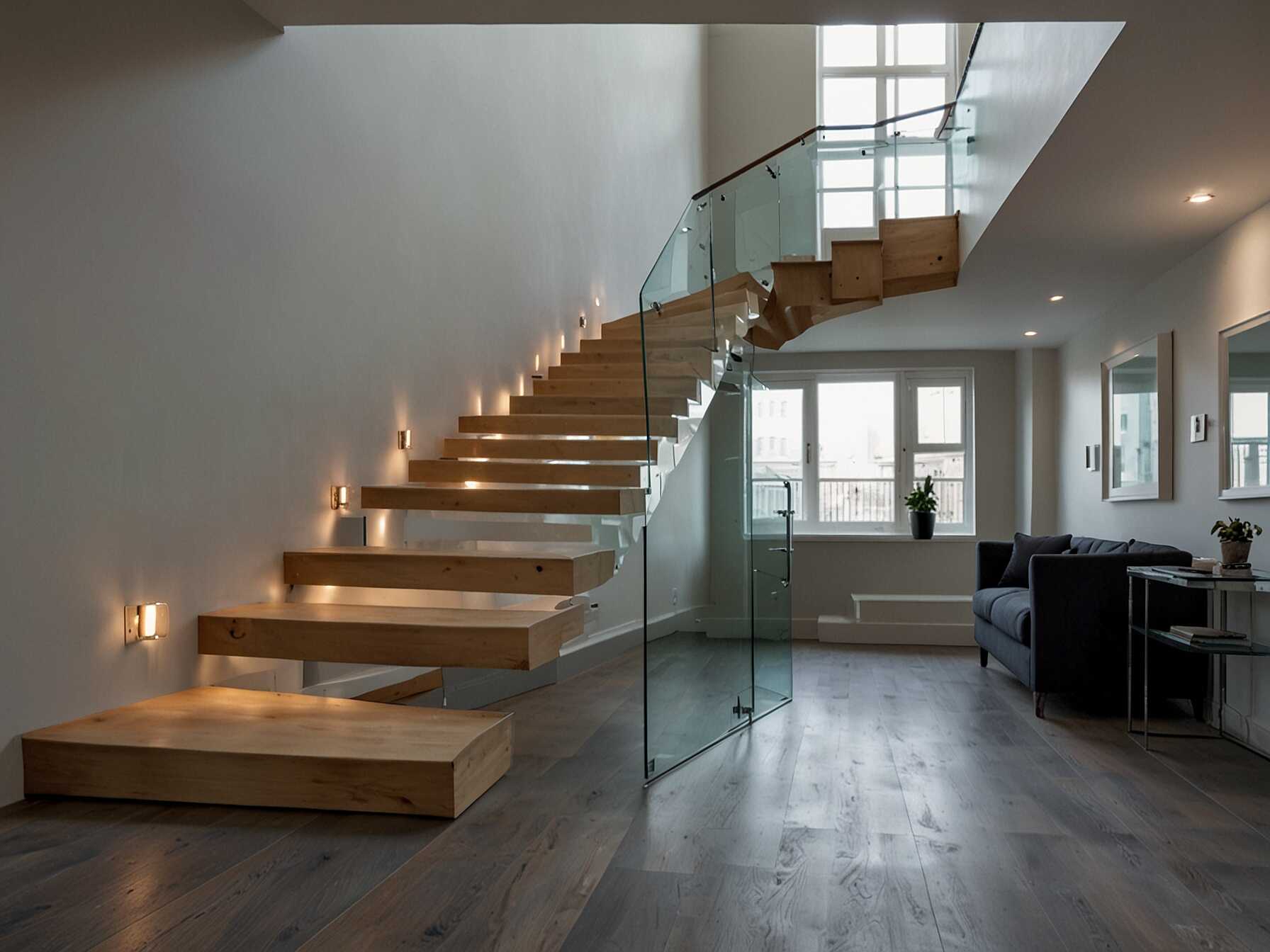 Open riser staircases have gaps between each step. This design makes the staircase look light and airy. It also allows more light to move through the space.  