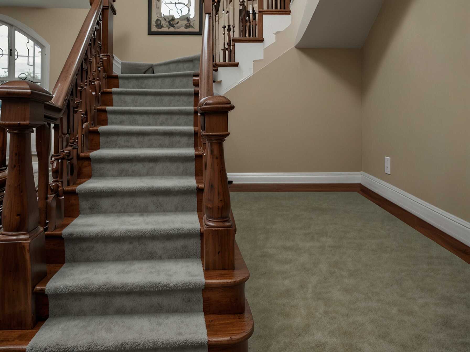 Cover your stairs with a soft, plush carpet. This can add comfort and warmth to your home. Choose a color or pattern that complements your interiors.  