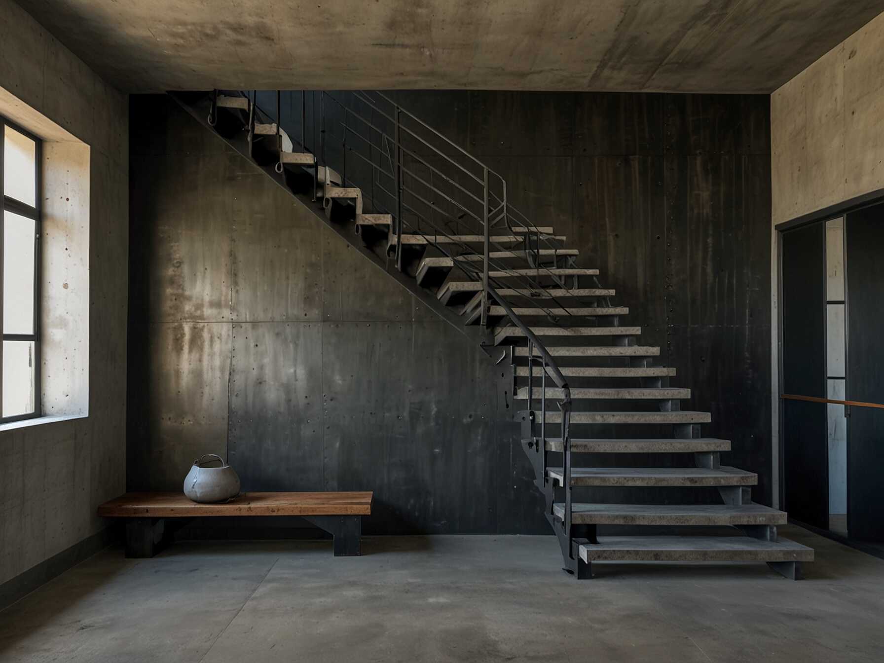 An industrial staircase uses materials like steel and concrete. This design is edgy and modern. It works well in loft-style homes or spaces with an urban feel.  