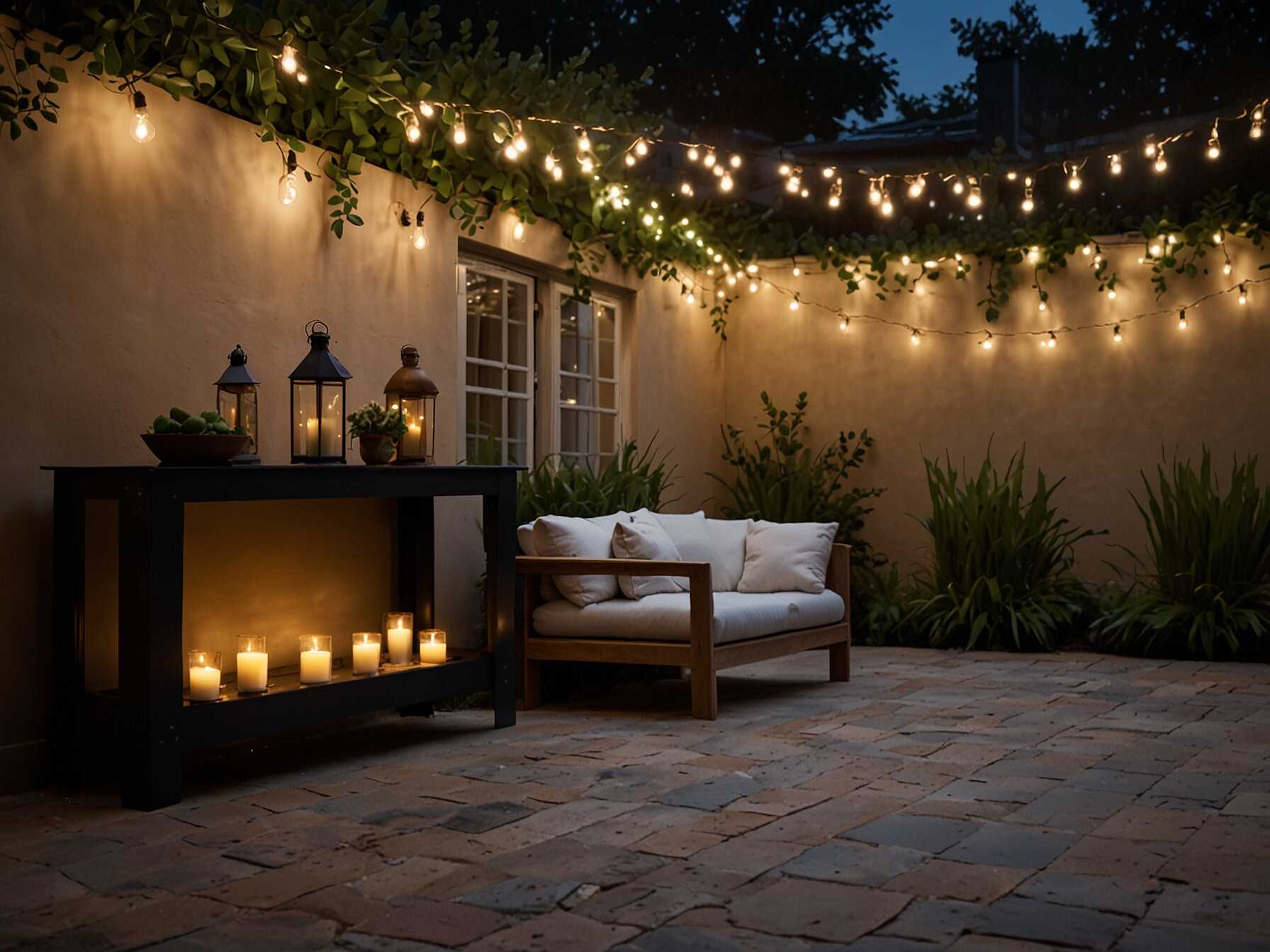 Good lighting can transform your courtyard in the evening. Use string lights, lanterns, or solar-powered lights. This creates a cozy and inviting atmosphere even after sunset.  