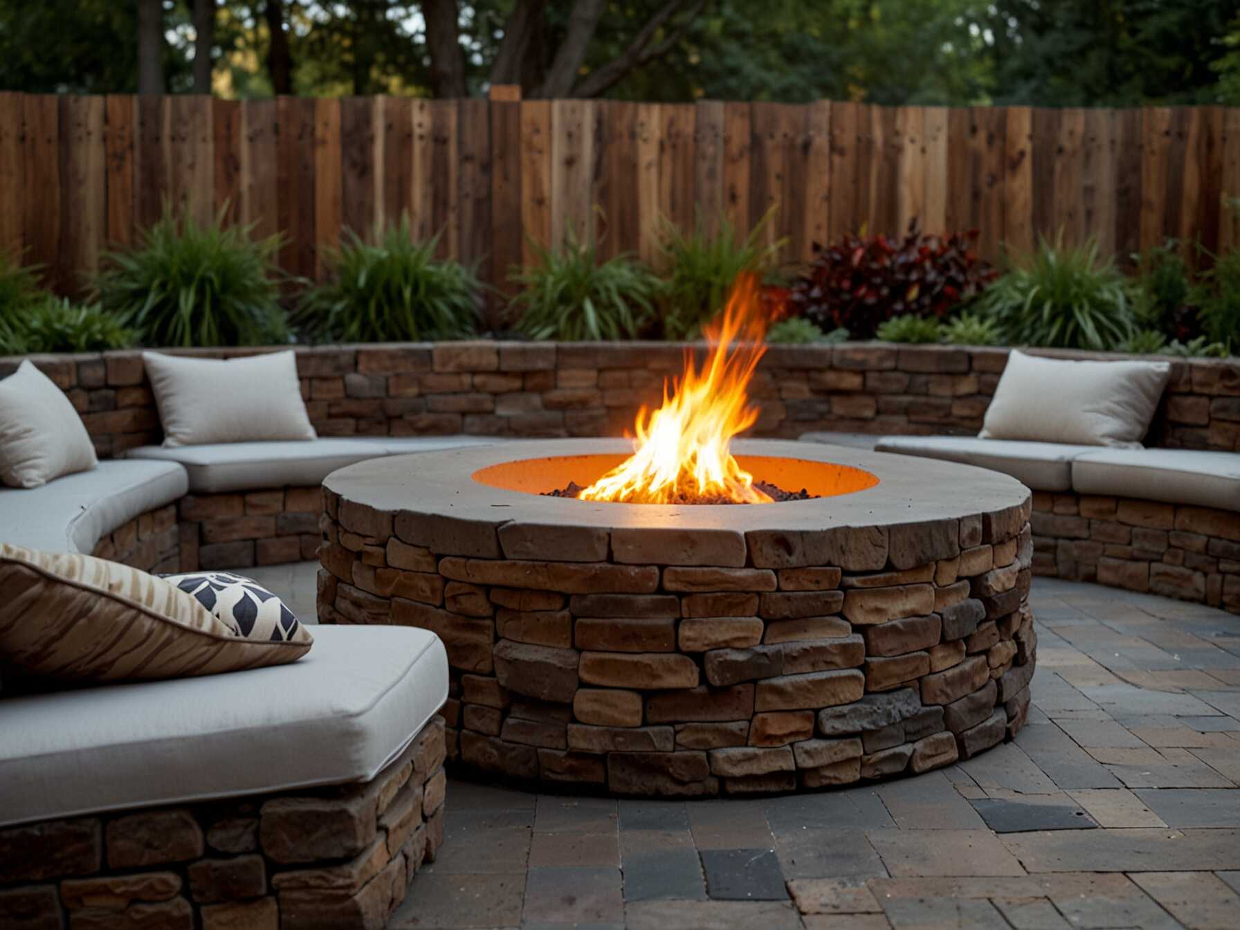 A fire pit can be a great centerpiece for your courtyard. It adds warmth and creates a focal point. Arrange seating around the fire pit for a cozy get-together spot.  