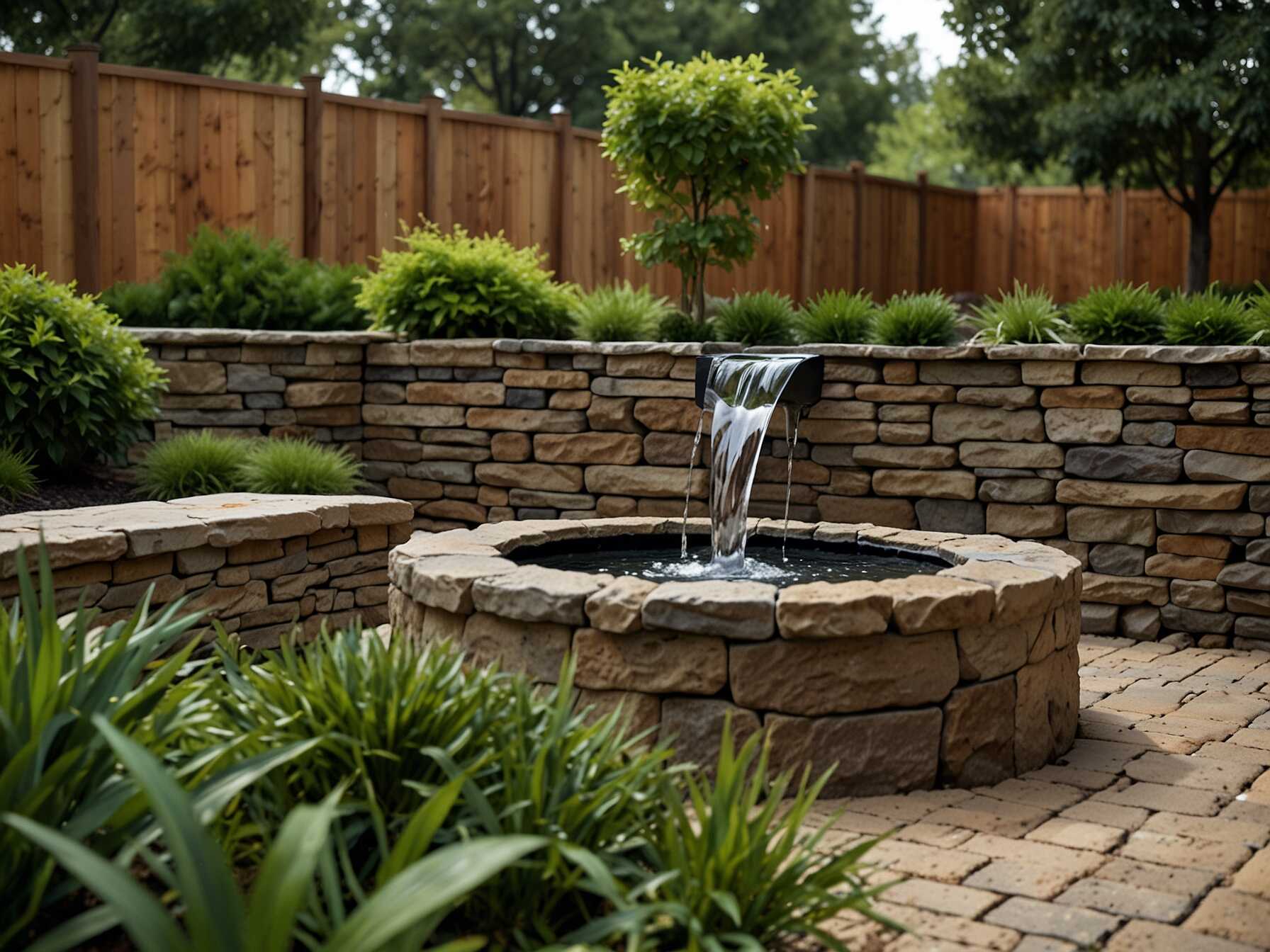 Add a small water feature like a fountain or a mini waterfall. The soothing sound of water can make your courtyard a peaceful retreat. Its also a great way to add charm to your outdoor space.  