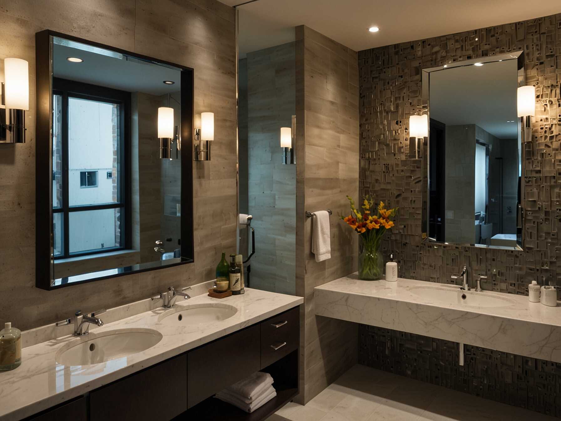 A beautiful mirror can be the centerpiece of your bathroom. Choose a mirror with an interesting frame or shape. It can make the space look larger and more attractive.  