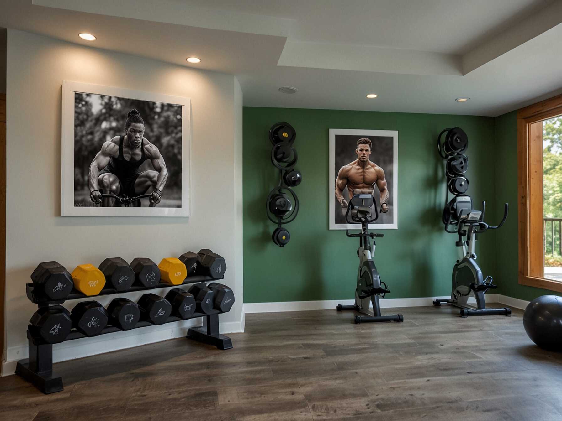 Decorate your exercise room with inspiring artwork. Posters of athletes, motivational quotes, or nature scenes can keep you motivated. Choose art that resonates with your fitness goals.  