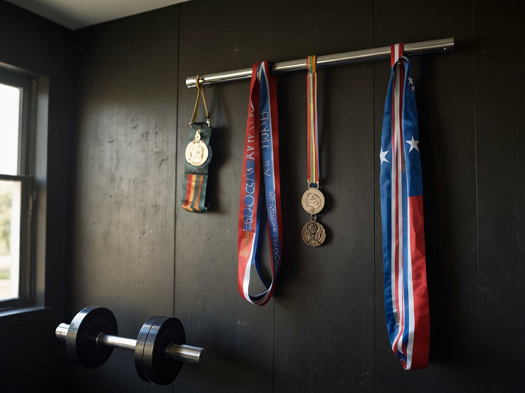 Add personal touches to your exercise room. Display your achievements, like medals or certificates. Personal items make the space feel more welcoming and special.  