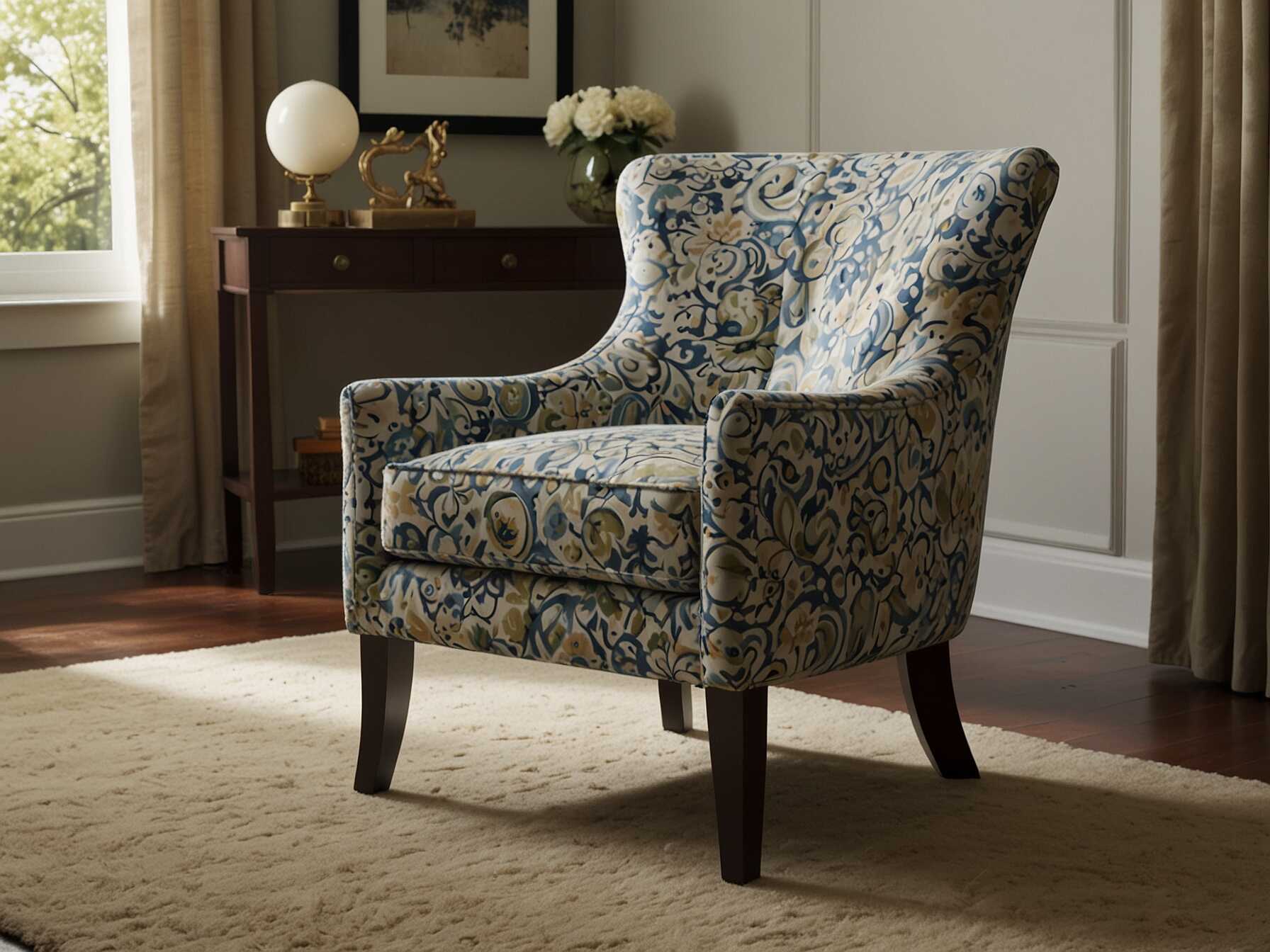 An accent chair is a stylish bedroom furniture piece. It offers extra seating and a place to unwind. Pick a chair with a unique design or fabric to add character.  