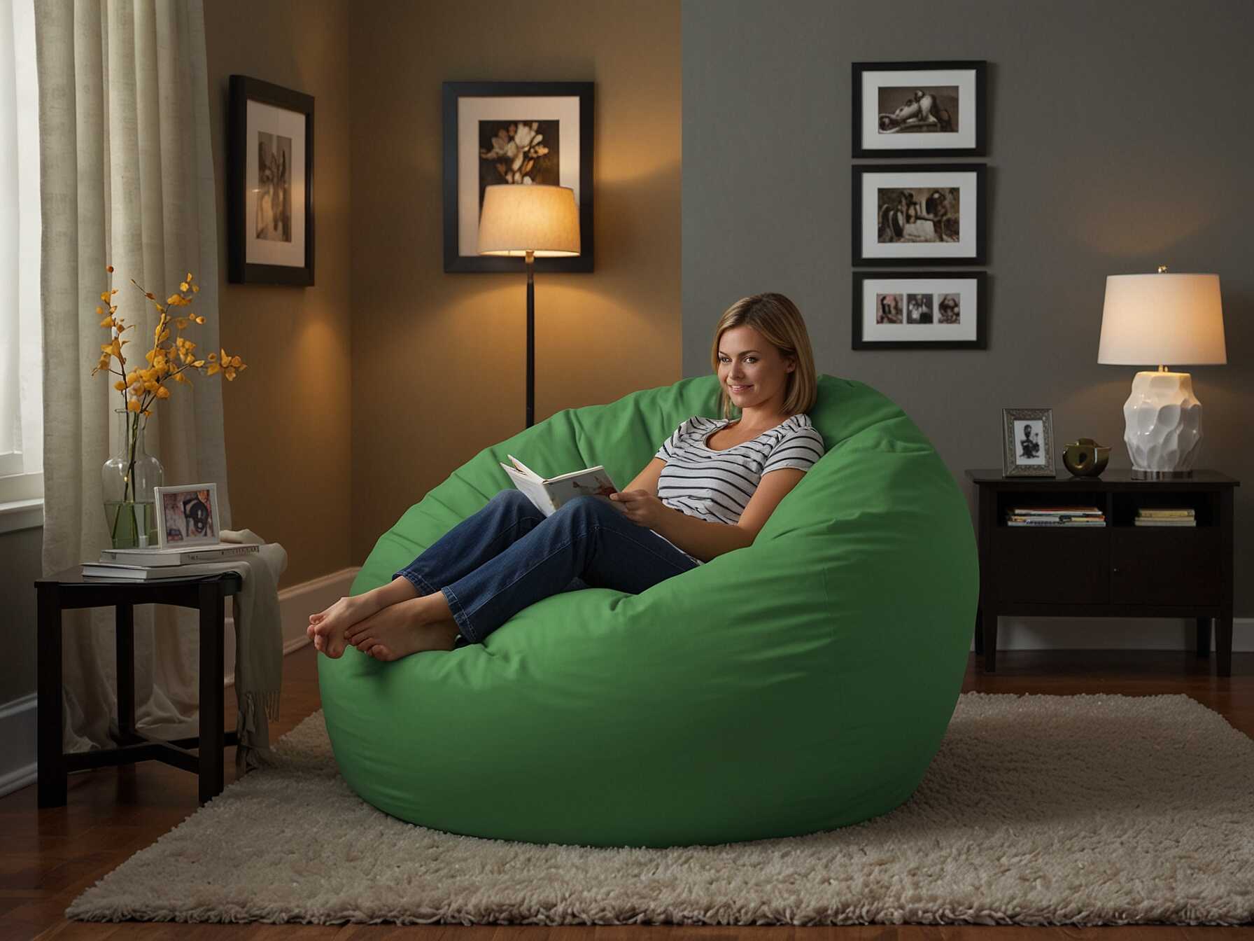 A bean bag chair adds a fun and cozy element to your bedroom. It’s perfect for lounging, reading, or watching TV. Choose a color that matches your décor.  