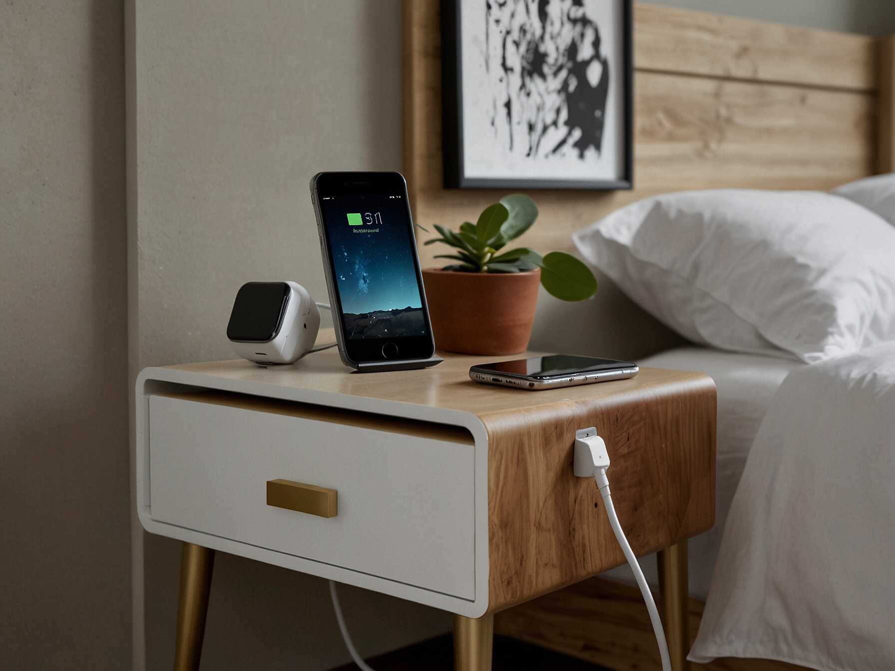 A bedside table with a built-in charging station is both functional and stylish. It keeps your devices charged and within reach. Perfect for modern bedrooms.  