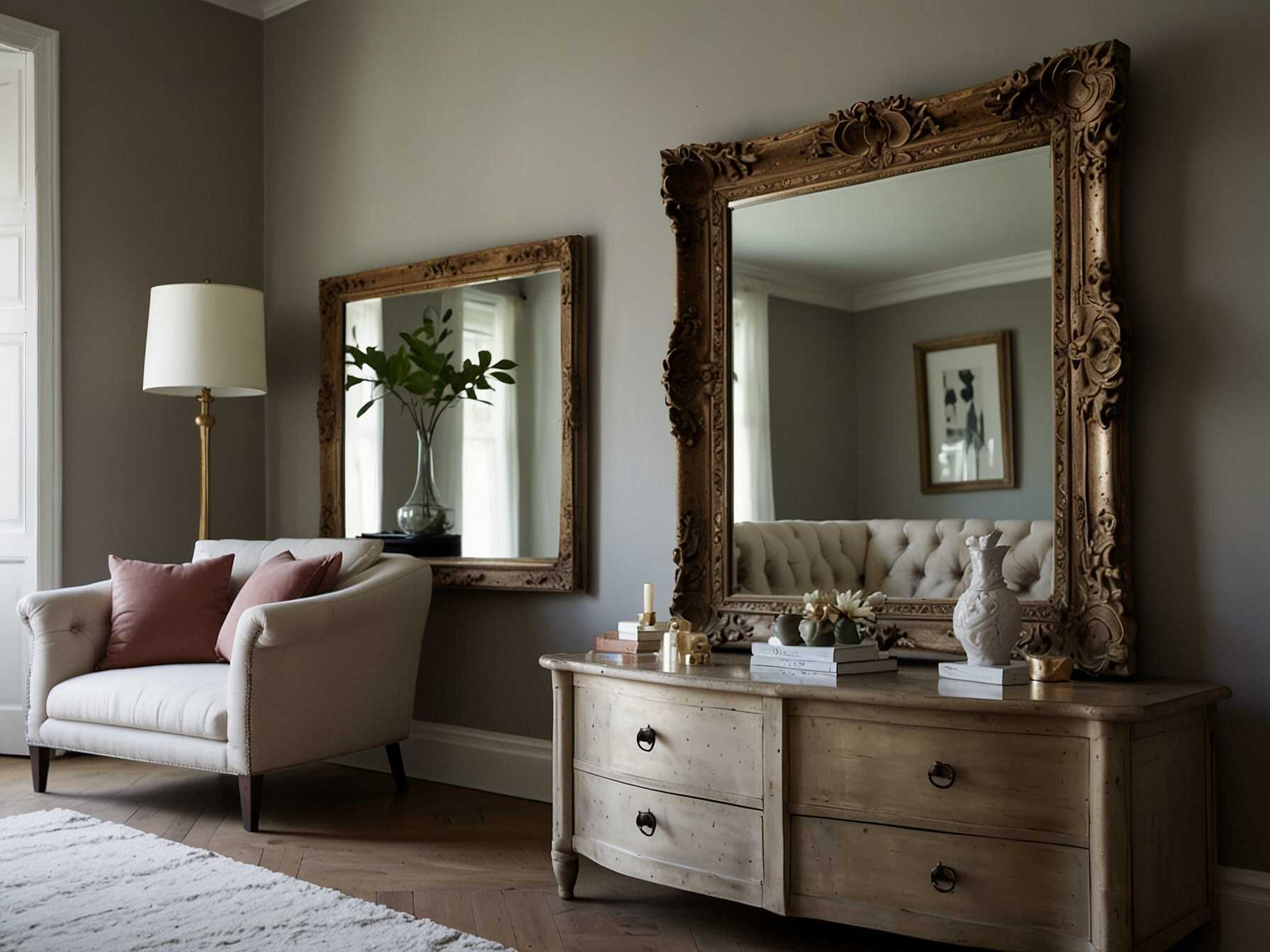 Mirrors also add a touch of elegance. Choose decorative frames that match your decor. They make the room feel more open and inviting.