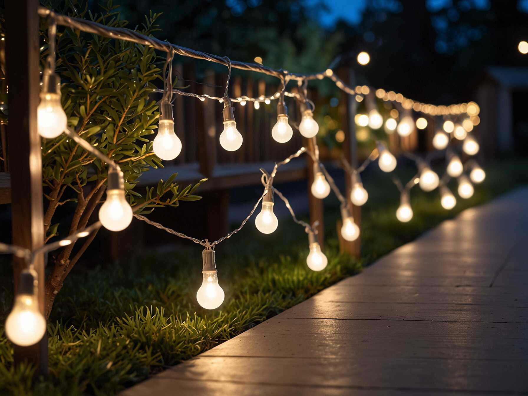 Choose warm white lights for a serene feel. You can also go for fairy lights with different shapes. String lights are easy to install and move around.