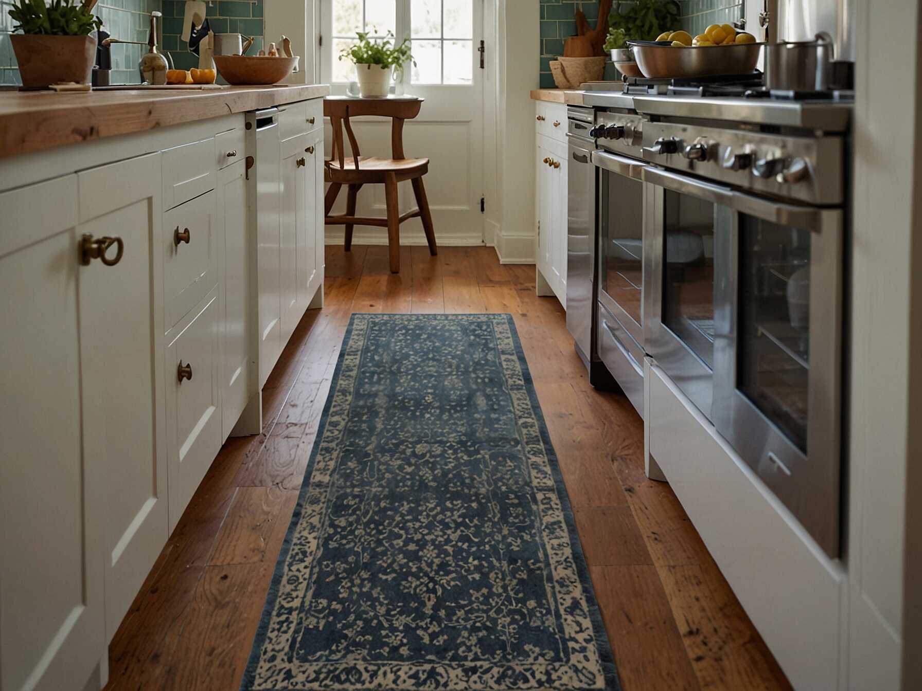 Runners are great for long, narrow kitchens. They add personality and can tie the room together. Choose a washable rug for easy cleaning. Make sure the rug has a non-slip backing. Safety is important in a busy kitchen. A lovely rug can make your kitchen feel like home.