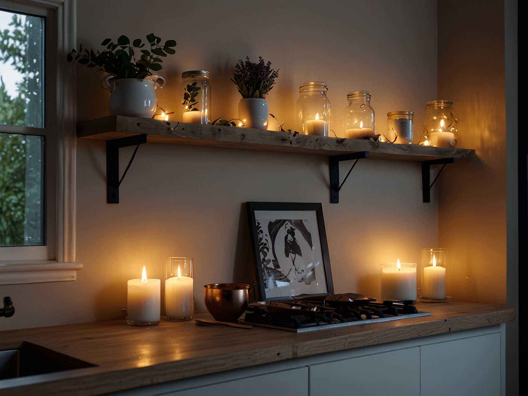 Candles and fairy lights add a magical touch. Place them on open shelves or your kitchen island. These small additions create a cozy atmosphere in no time. Another idea is to install dimmer switches. You can adjust the brightness depending on your mood and the occasion. This simple change can transform your kitchen’s vibe.