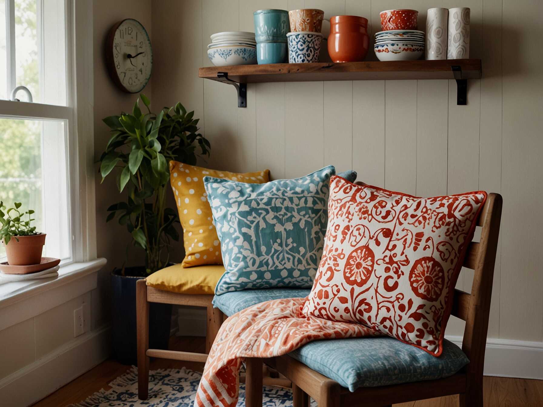 Cushions on your dining chairs add comfort. They also let you introduce different patterns and colors. Swap them out seasonally for a fresh look. Even simple dish towels can make a difference. Hang them where they can be seen to add a splash of color. Textiles make your kitchen feel more inviting.