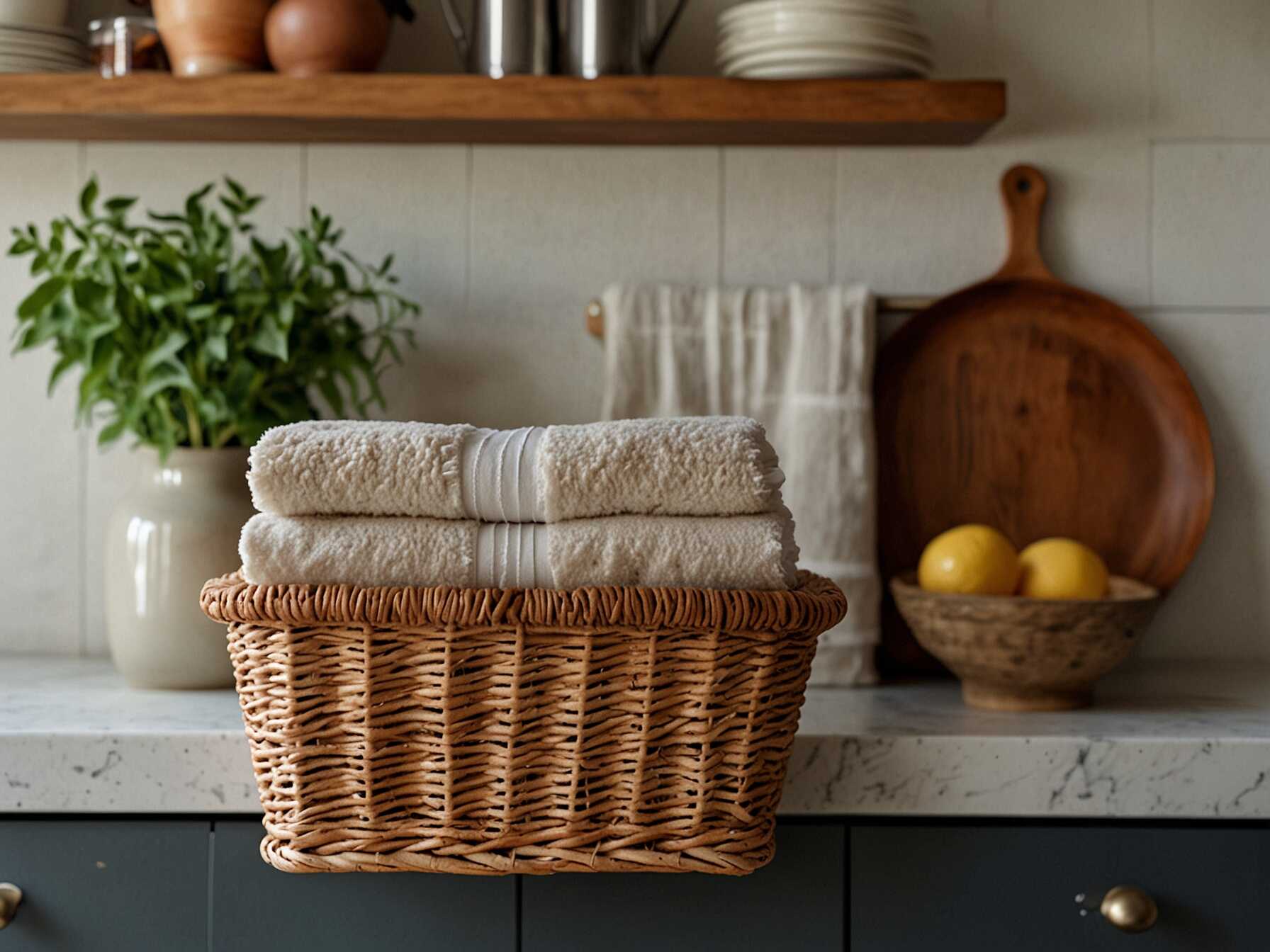 Plants, wicker baskets, and linen towels also bring in natural elements. They make your kitchen feel cozy and grounded. Mixing different materials adds depth and interest. It’s an easy way to create a warm, inviting kitchen.