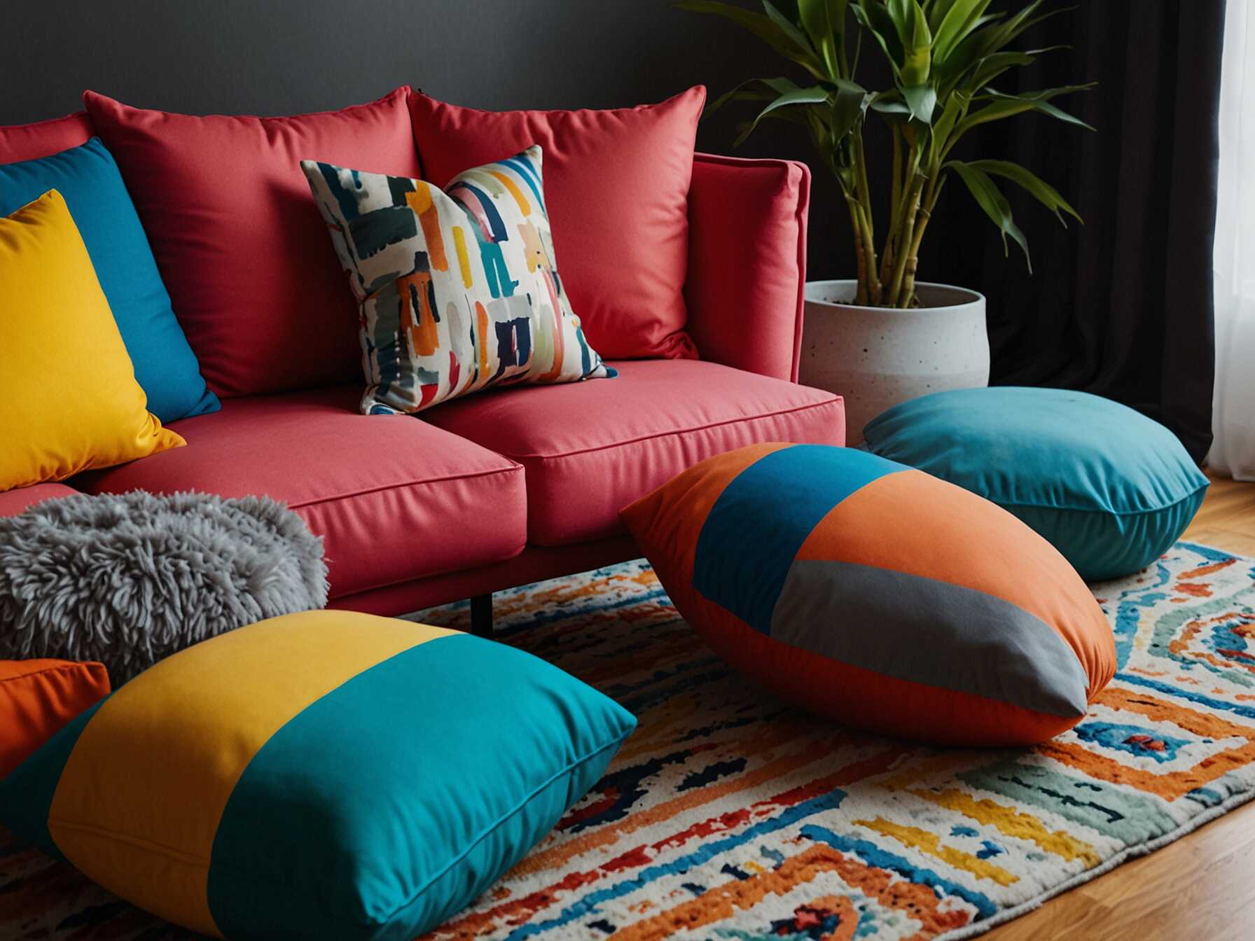 Incorporate colorful furniture or décor items. Bright cushions or a painted table can make a big difference. It makes the space lively and cheerful.  