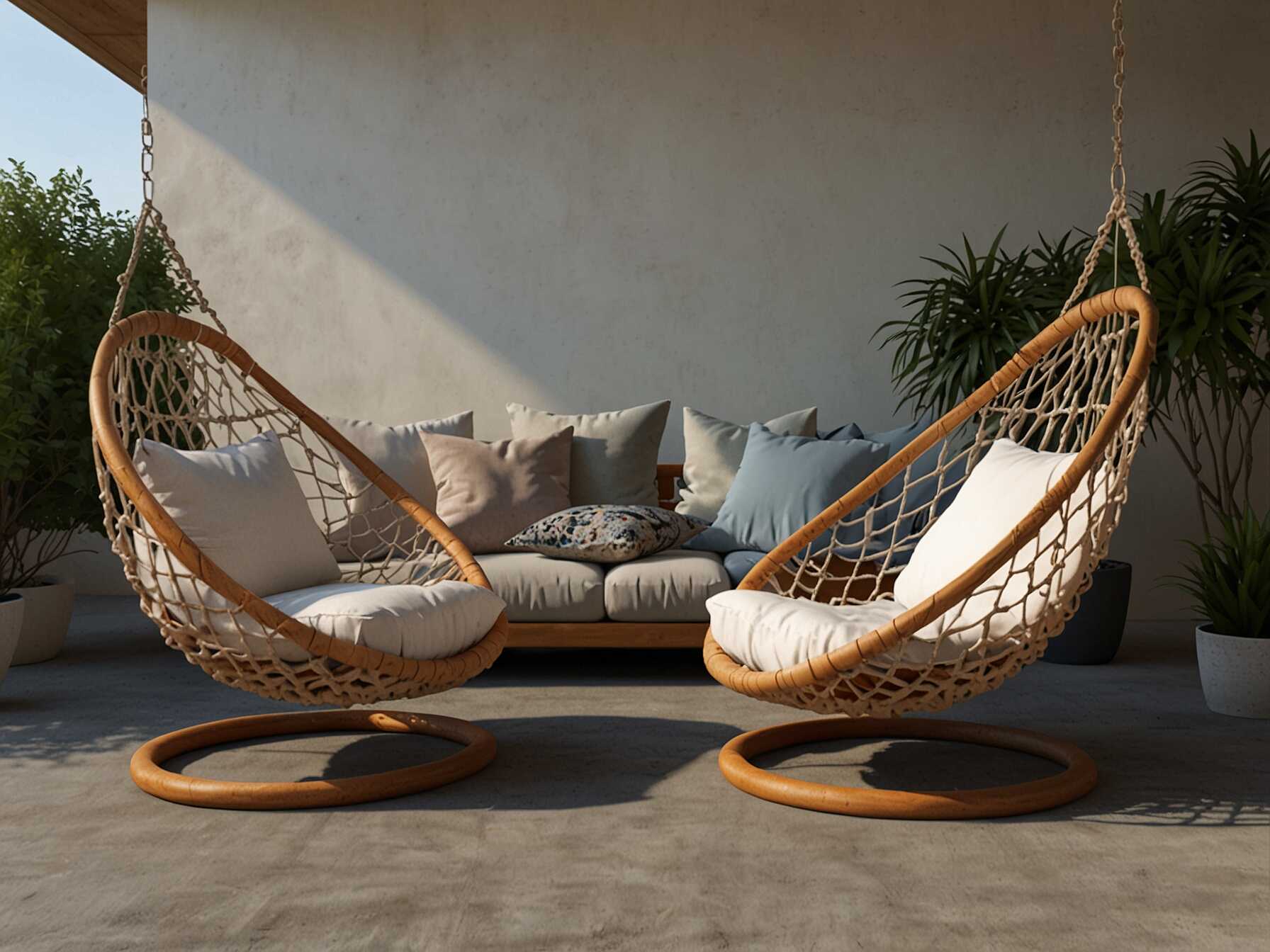 Create a cozy seating area with lounge chairs or a hammock. Make sure they are comfortable for relaxing. Add cushions and throw pillows for extra comfort.  