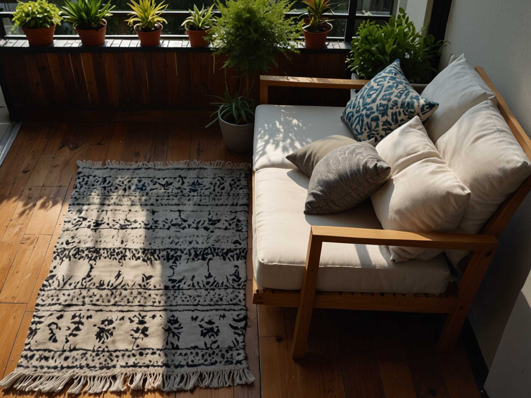 Use different textures like rugs and cushions to make your balcony inviting. Choose soft materials to enhance the cozy feel. Mix and match patterns for added interest.  