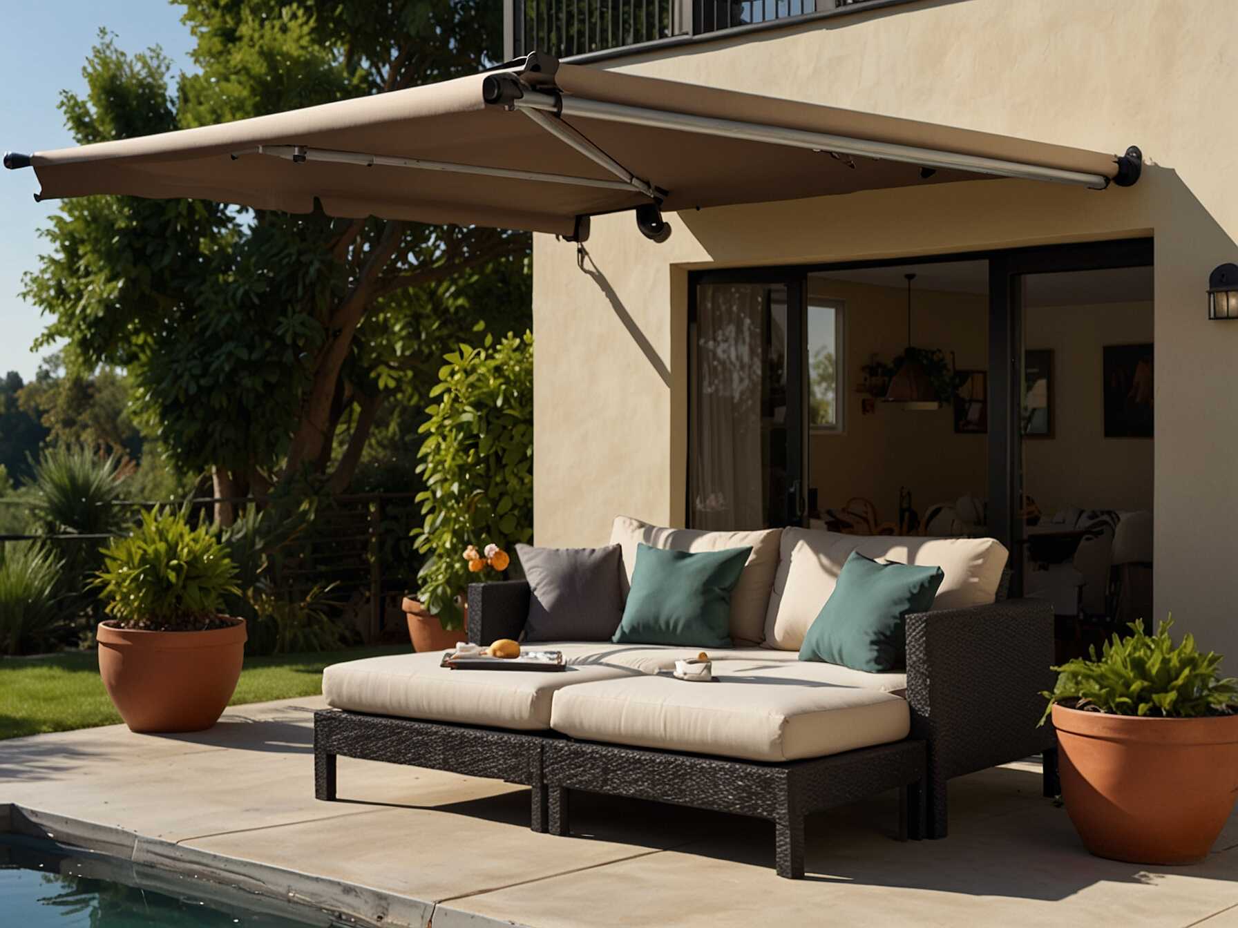 Install a retractable awning or use a large umbrella. This offers shade during hot days. It makes your balcony usable even in strong sunlight.  