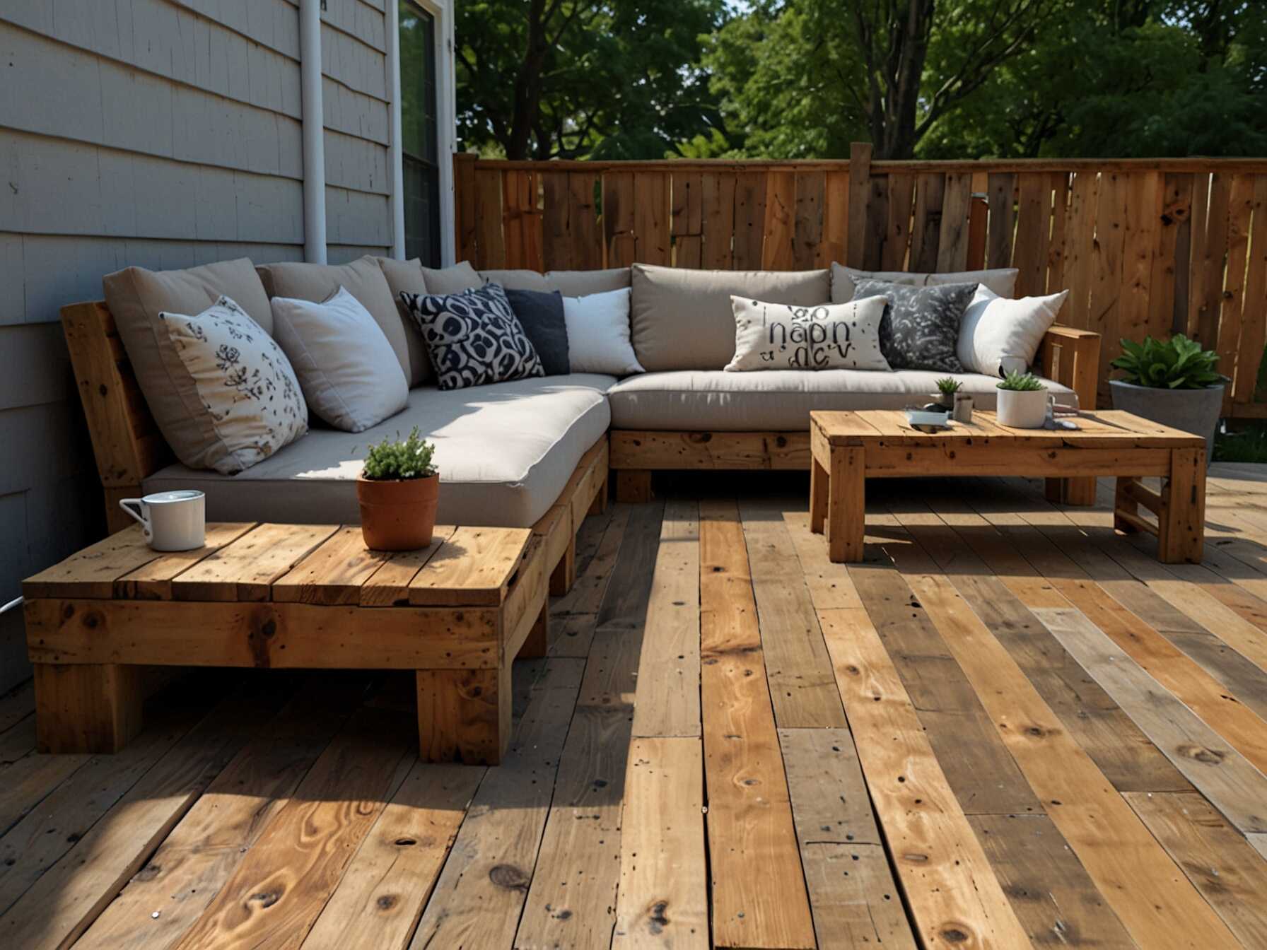 Build a beautiful deck without spending a lot. Use cost-effective materials like pallet wood. Add simple furniture for a chic, budget-friendly space.  