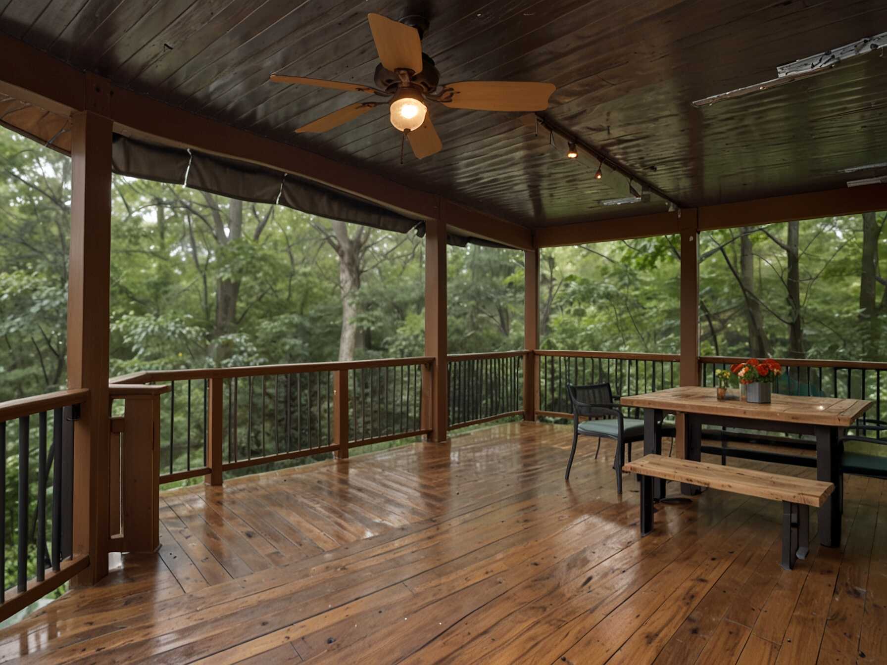 Add a roof to your deck for weather protection. Use materials like metal or fabric. This way, you can enjoy your deck rain or shine.  