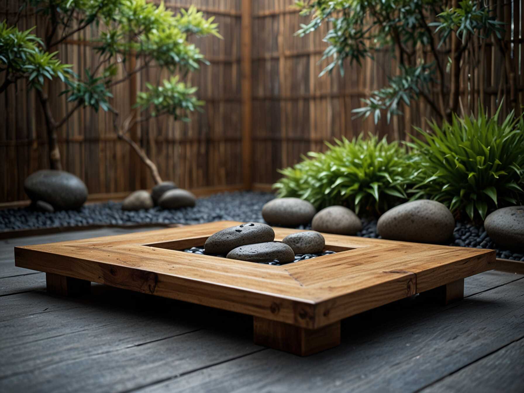 Create a Zen space with a Japanese-inspired deck. Use simple lines, bamboo, and minimalist furniture. Add a water feature for tranquility.  