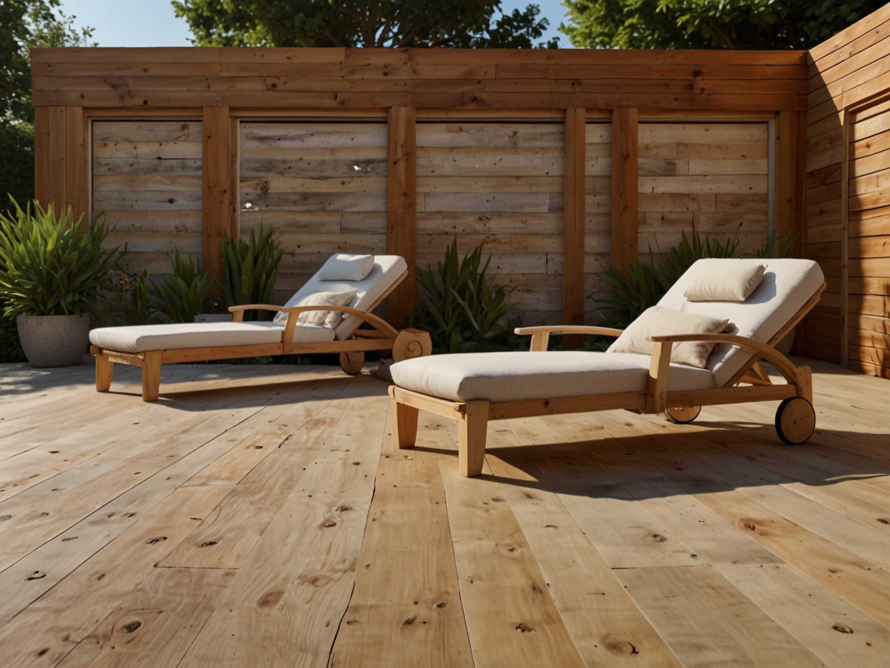 Create a space dedicated to sunbathing. Use loungers and light-colored wood. It’s perfect for soaking up the rays.  