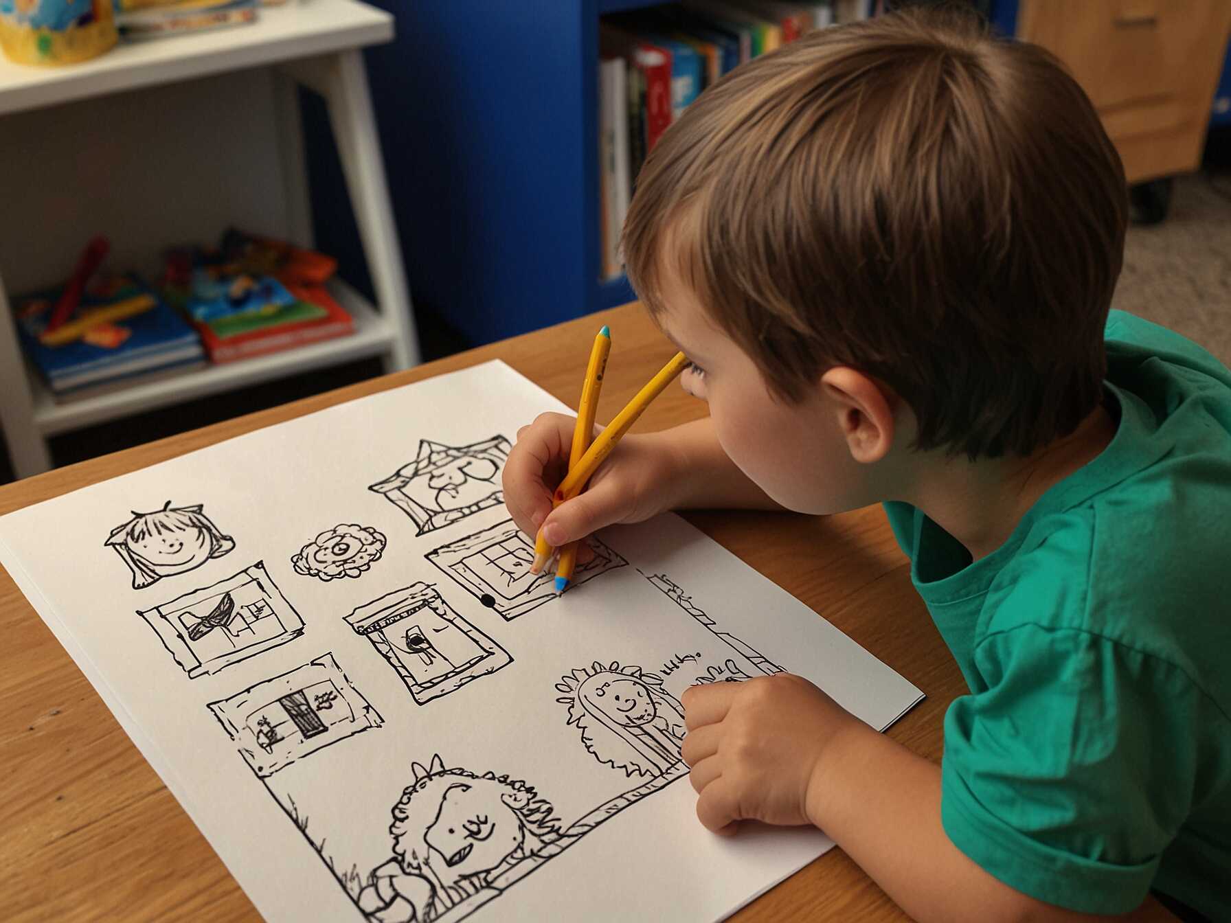  Include spaces where kids can draw or make crafts related to their books. This allows them to express creativity and connect with the stories they read.  