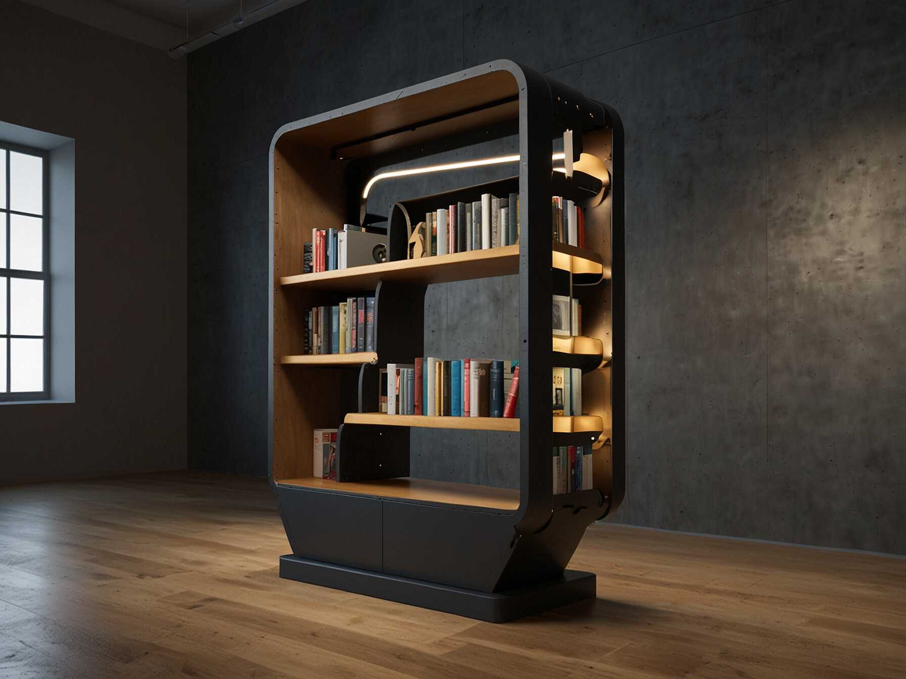  Utilize pop-up library shelves that can be moved around. This flexible design allows you to reconfigure spaces based on events or themes.  