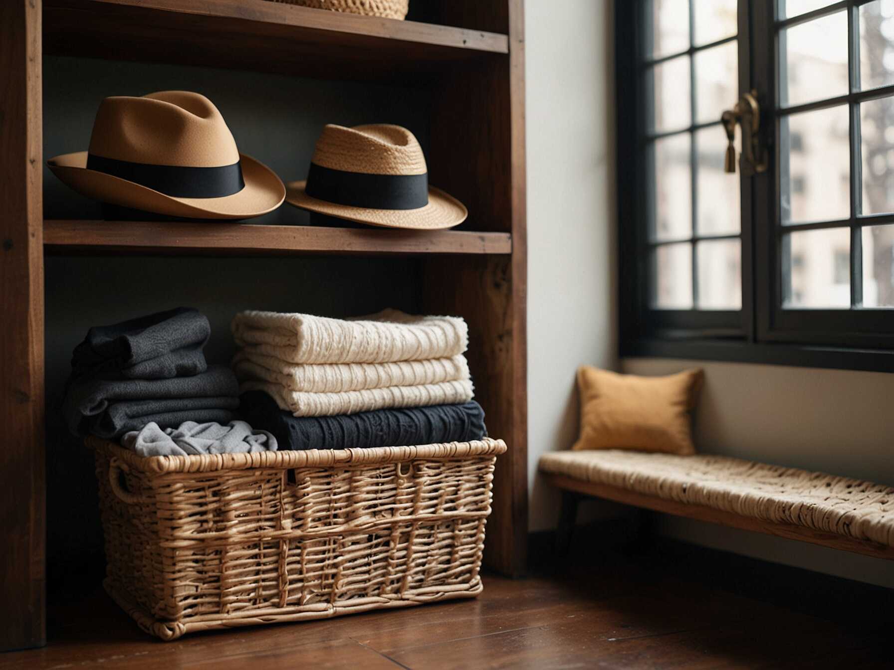 Use baskets for small items like gloves, hats, and scarves. You can place them on shelves or under benches. Baskets make it easy to find what you need.  