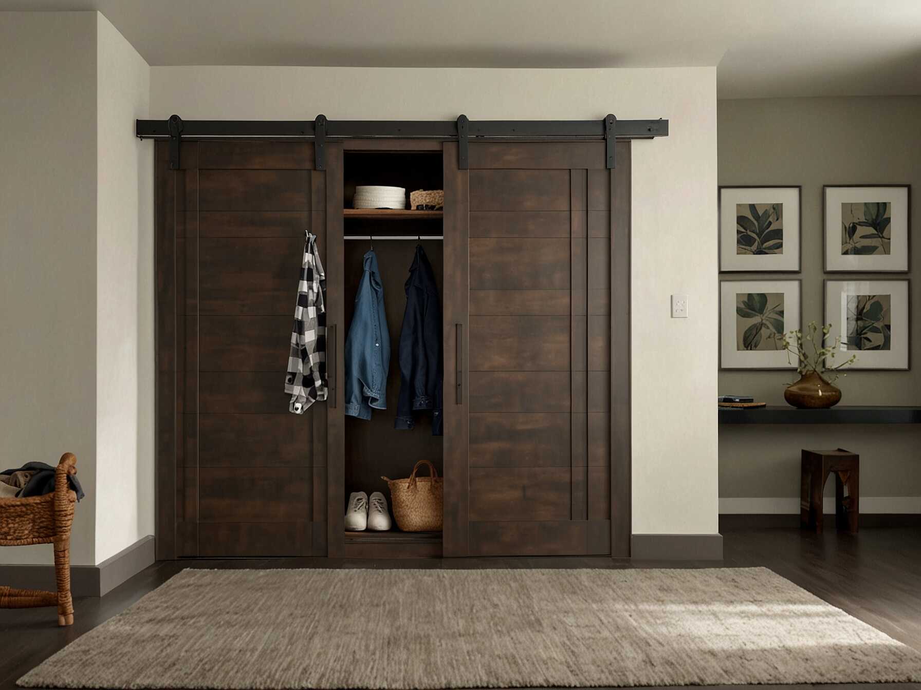 Sliding doors can save space. Use them for your mudroom cabinets or to close off the mudroom area. They give a neat and modern look.  