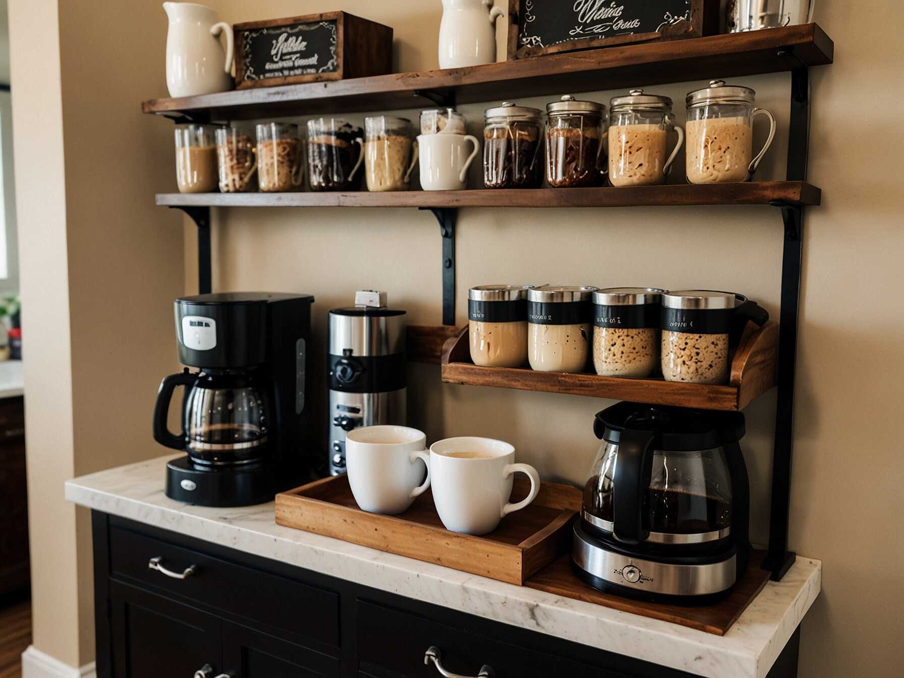 A dedicated coffee station can be a fun addition. It keeps everything you need in one place. Include a coffee maker, mugs, and your favorite blends.  