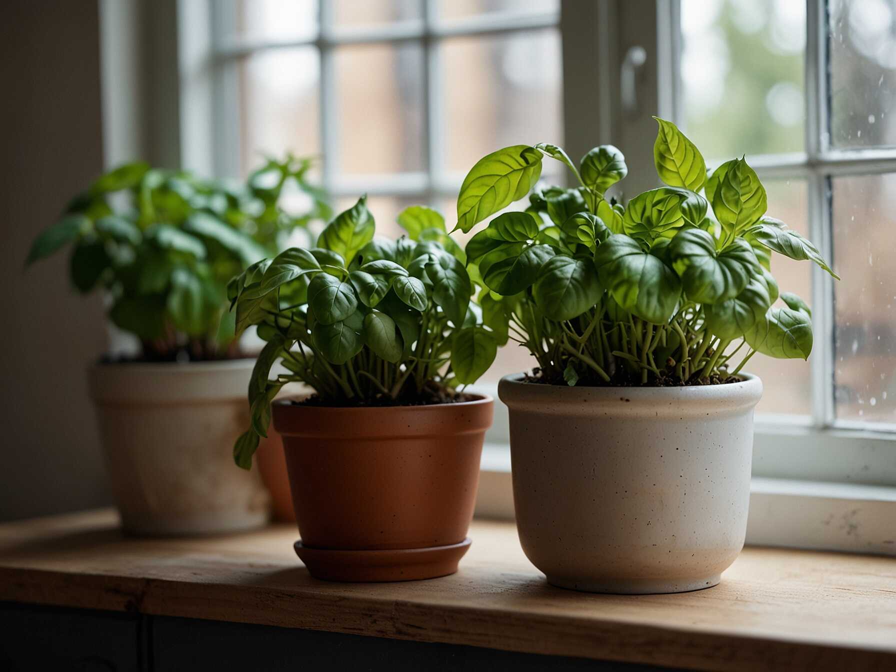 Adding plants can make your kitchen feel lively and fresh. Opt for herbs like basil or mint, which you can also use for cooking. Place them on windowsills or shelves.  