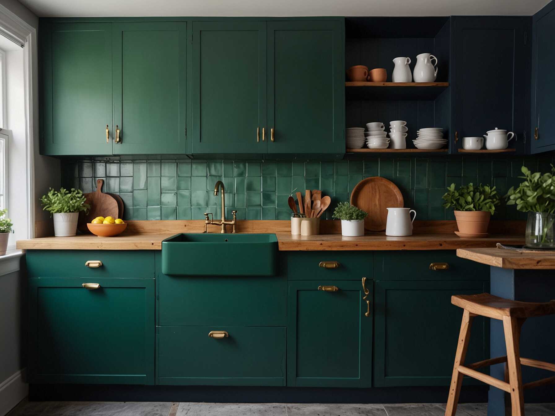 Painting your kitchen cabinets in bright colors can bring new life to your space. Choose bold shades like navy blue or forest green. This change can make a huge impact.  