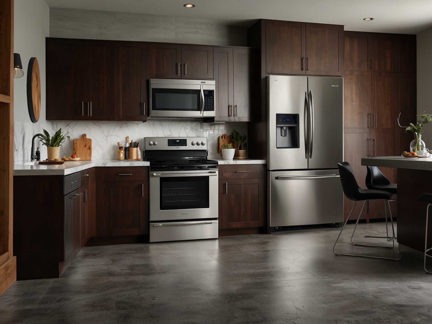 Stainless steel appliances give a sleek, modern feel to your kitchen. They are durable and easy to clean. Plus, they match almost any kitchen decor.  