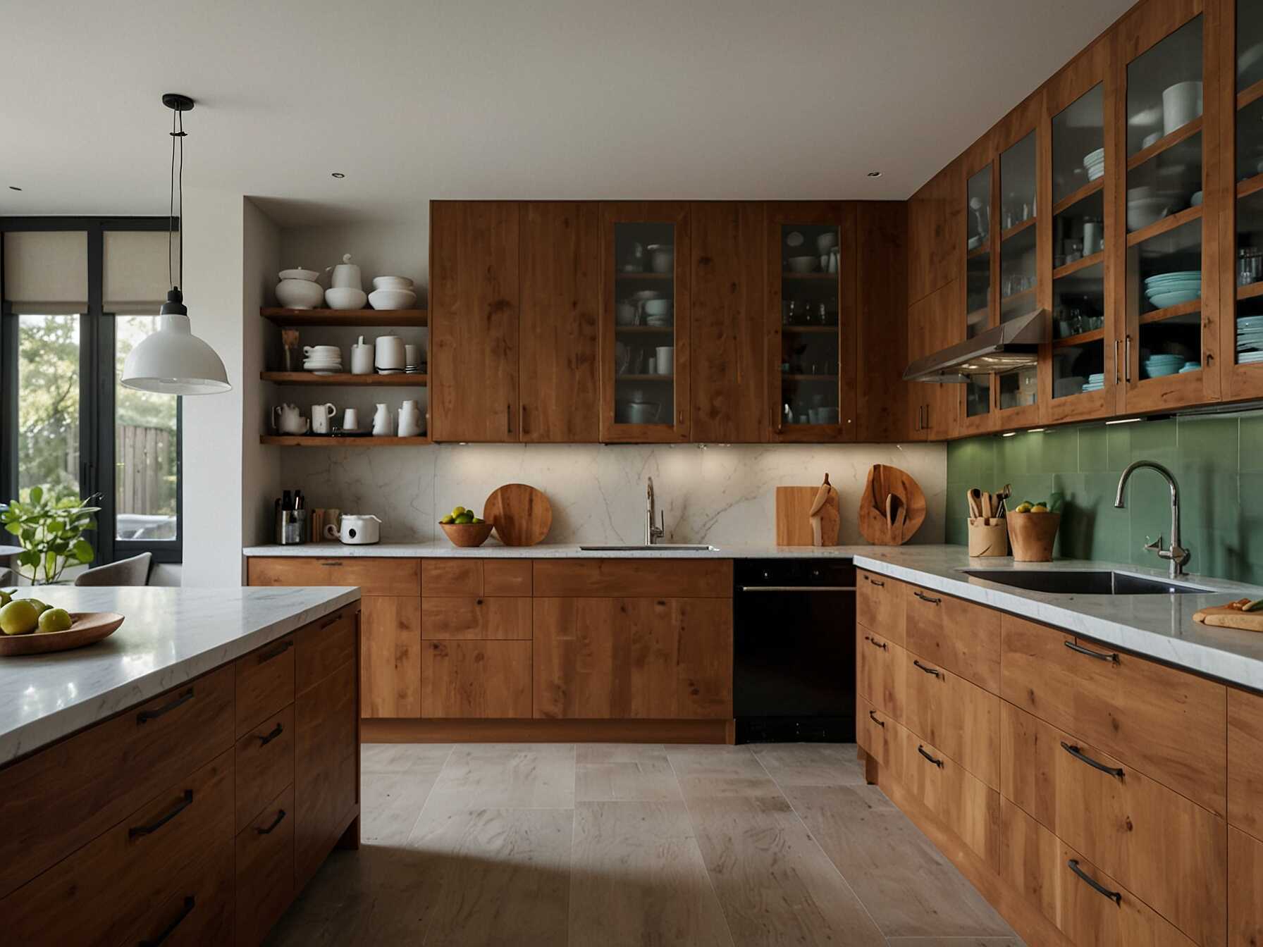 Replace solid cabinet doors with glass ones. This makes your kitchen look more open and airy. It’s also a great way to display your favorite dishes.  