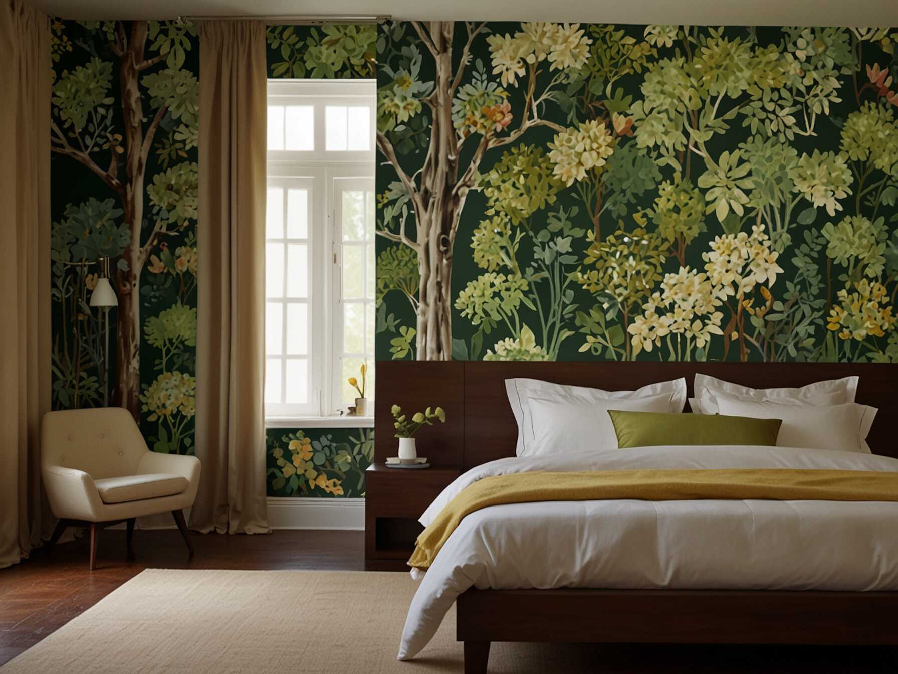 A mural wall can be a stunning focal point. Hire an artist or use wall decals. Go for a nature-inspired design or abstract patterns.  Keep the rest of the room decor simple. This lets the mural stand out. Murals can turn your bedroom into a work of art.  Murals are customizable. You can choose a design that reflects your style and interests.  