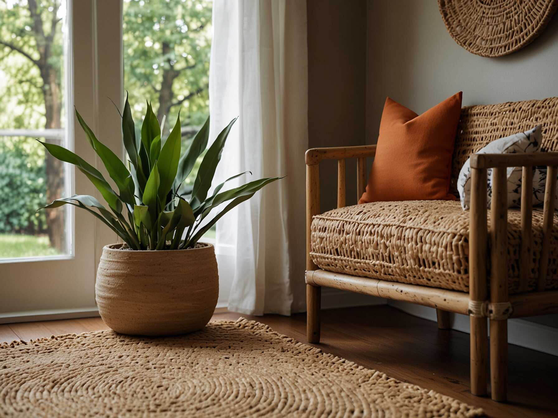 Natural elements add a calm, fresh vibe. Use items like jute, rattan, and wicker. They are perfect for a boho bedroom.  Consider a jute rug or rattan chair. These items add texture and warmth. They also pair well with colorful boho decor.  Mix in some potted plants. They bring life and color to your space.  