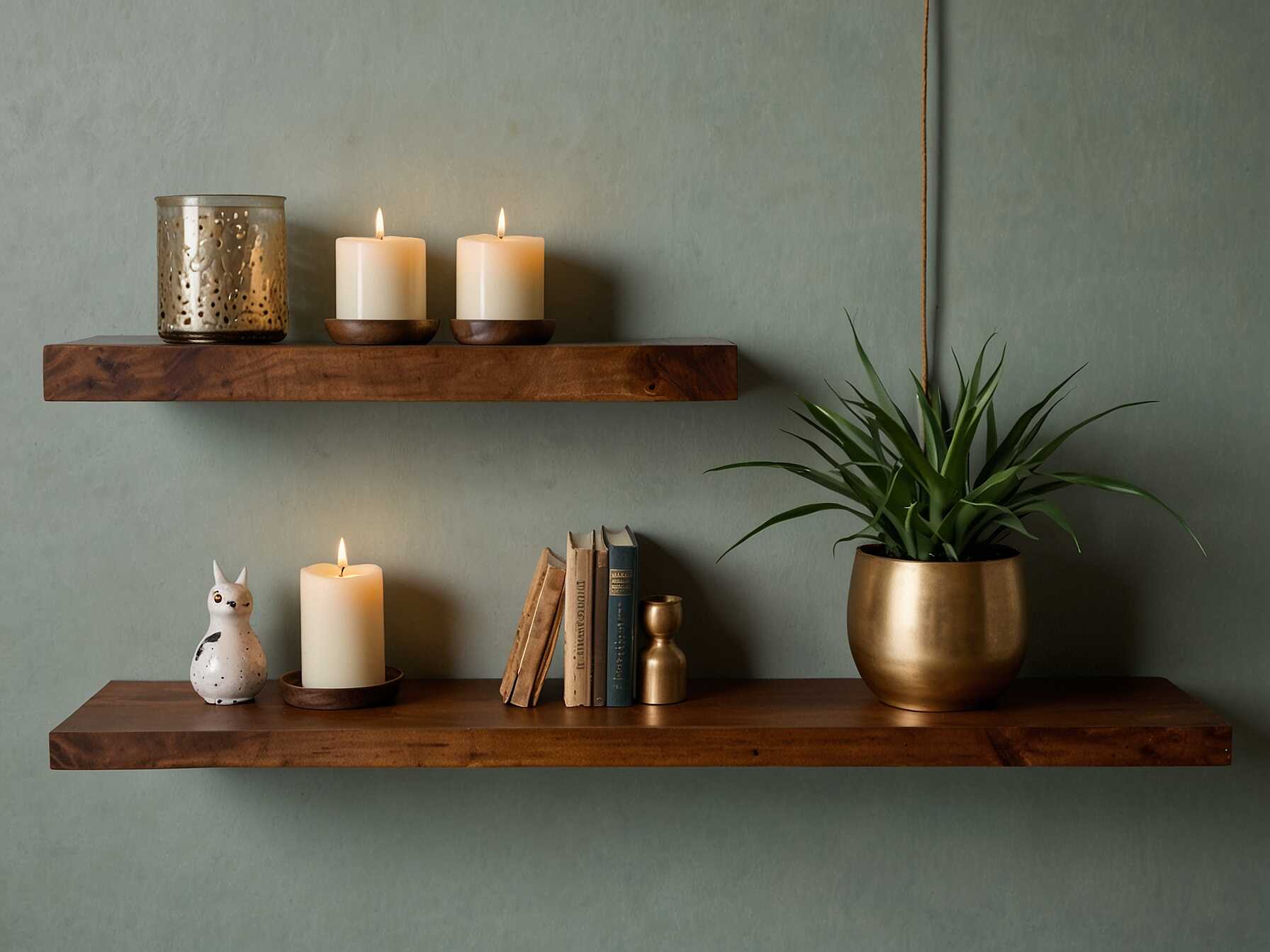 Floating shelves are practical and stylish. Use them to display boho decor items. Consider plants, candles, and small art pieces.  Stagger the shelves for a more eclectic look. Choose wood or metal shelves to match your decor. Floating shelves add function and beauty.  They also help keep your room organized. Less clutter means a more peaceful space.  