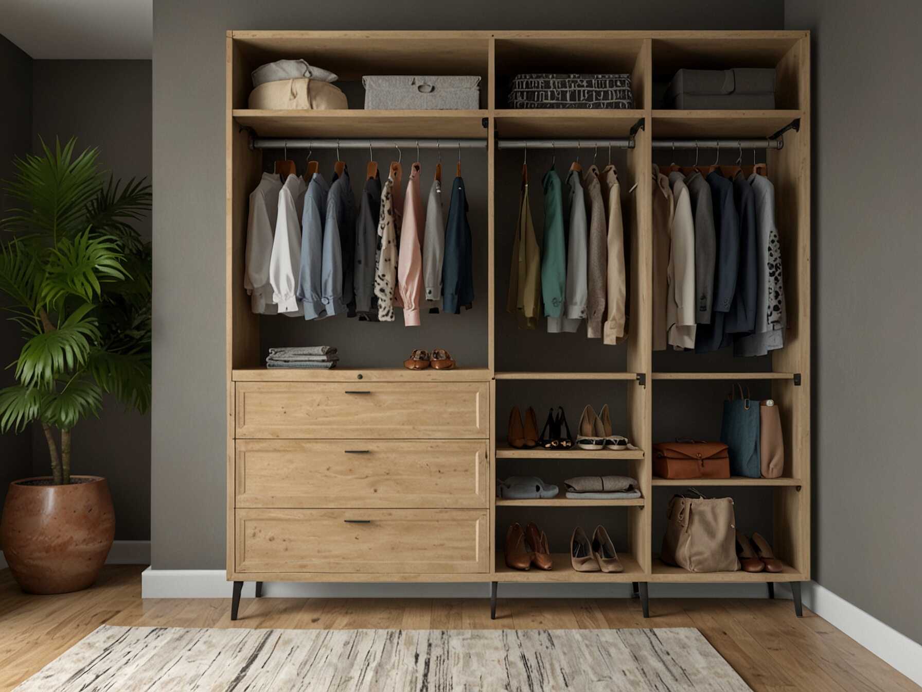 Consider investing in a customizable closet system. These systems allow you to configure shelves, rods, and drawers based on your needs. They adapt as your wardrobe changes.  